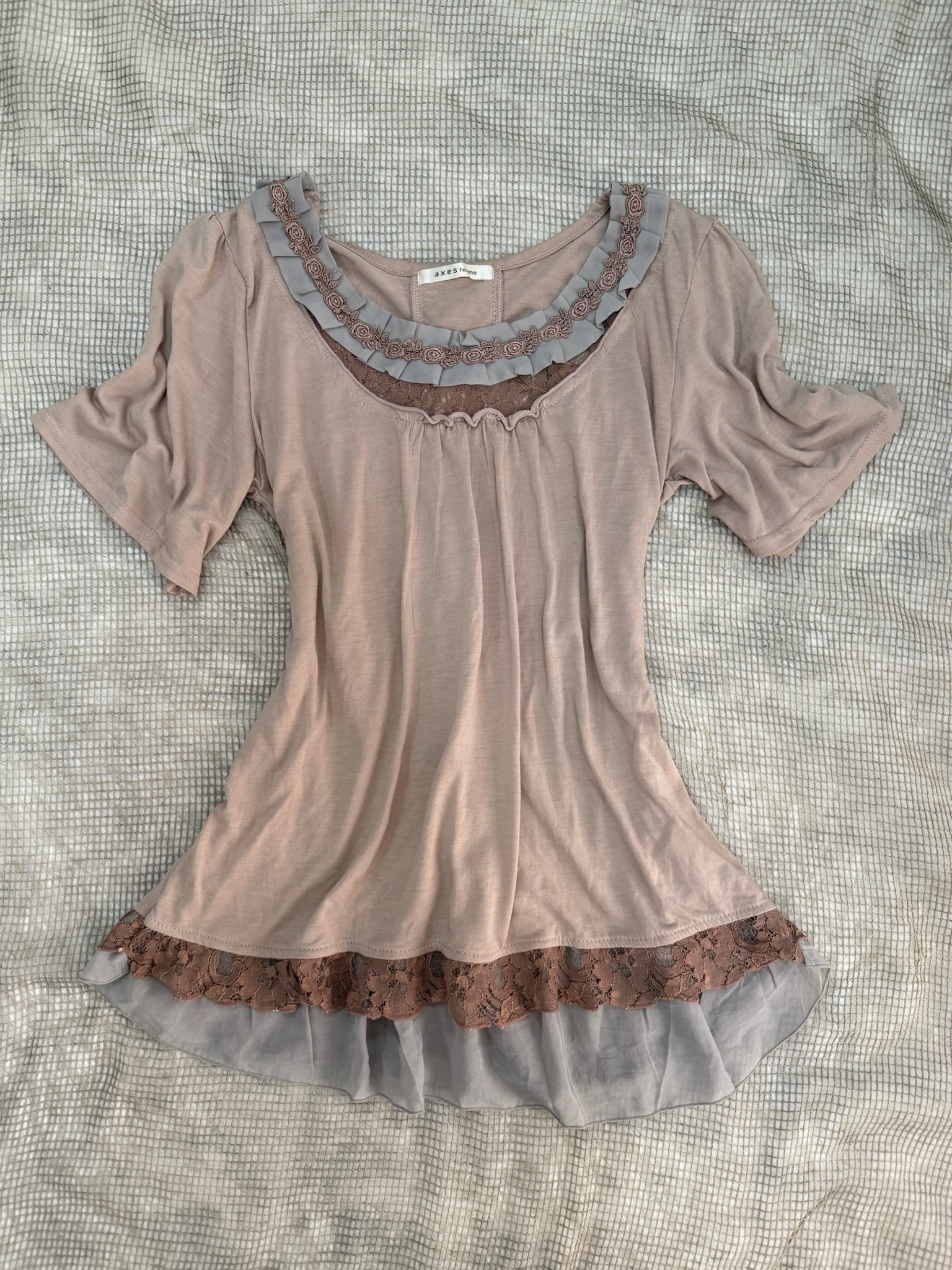 Axes Femme Dusty Rose Corset Back Knit Short Sleeve Top