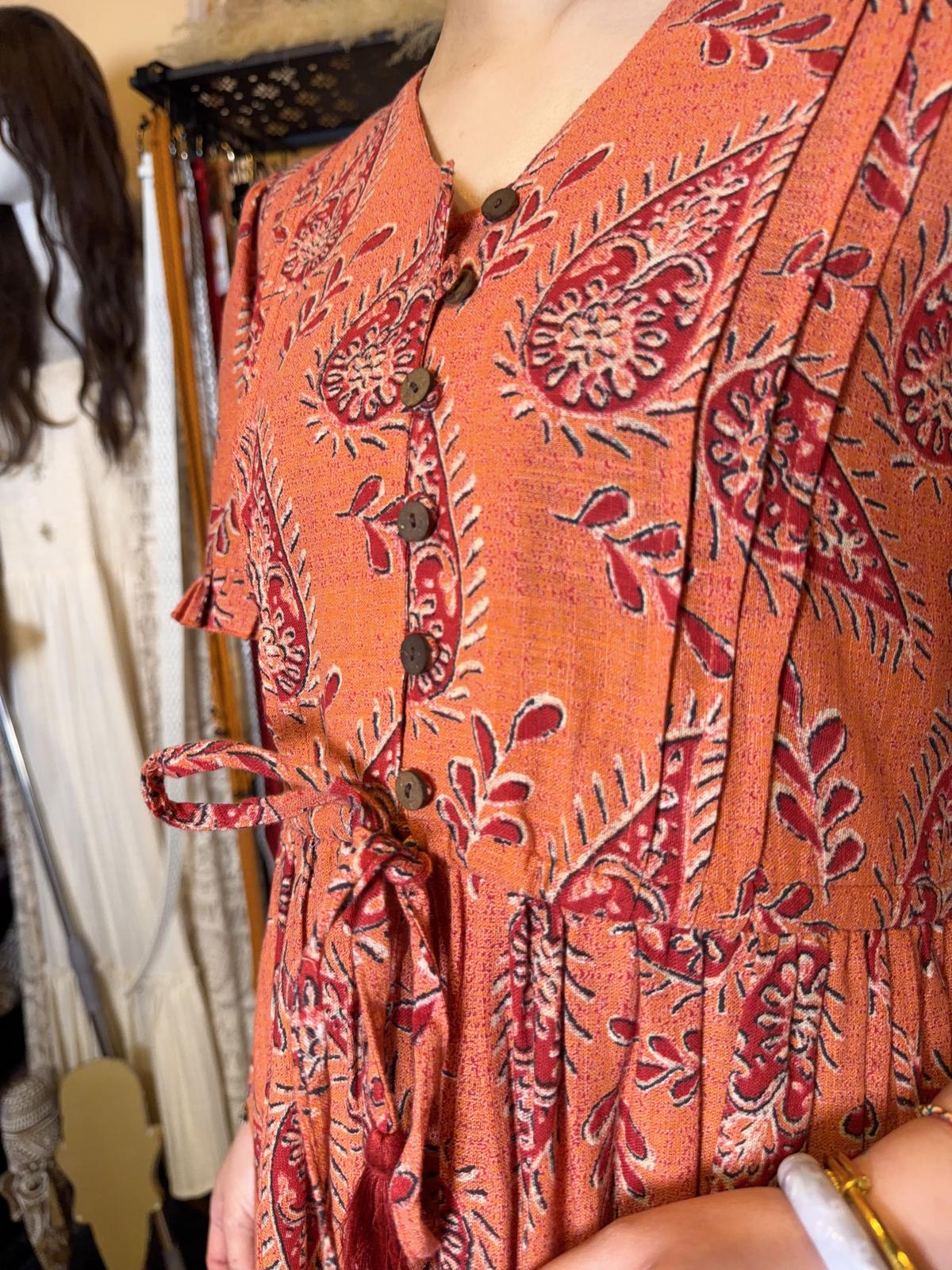 1642 Blood Orange Paisley Cotton Short Sleeve OP