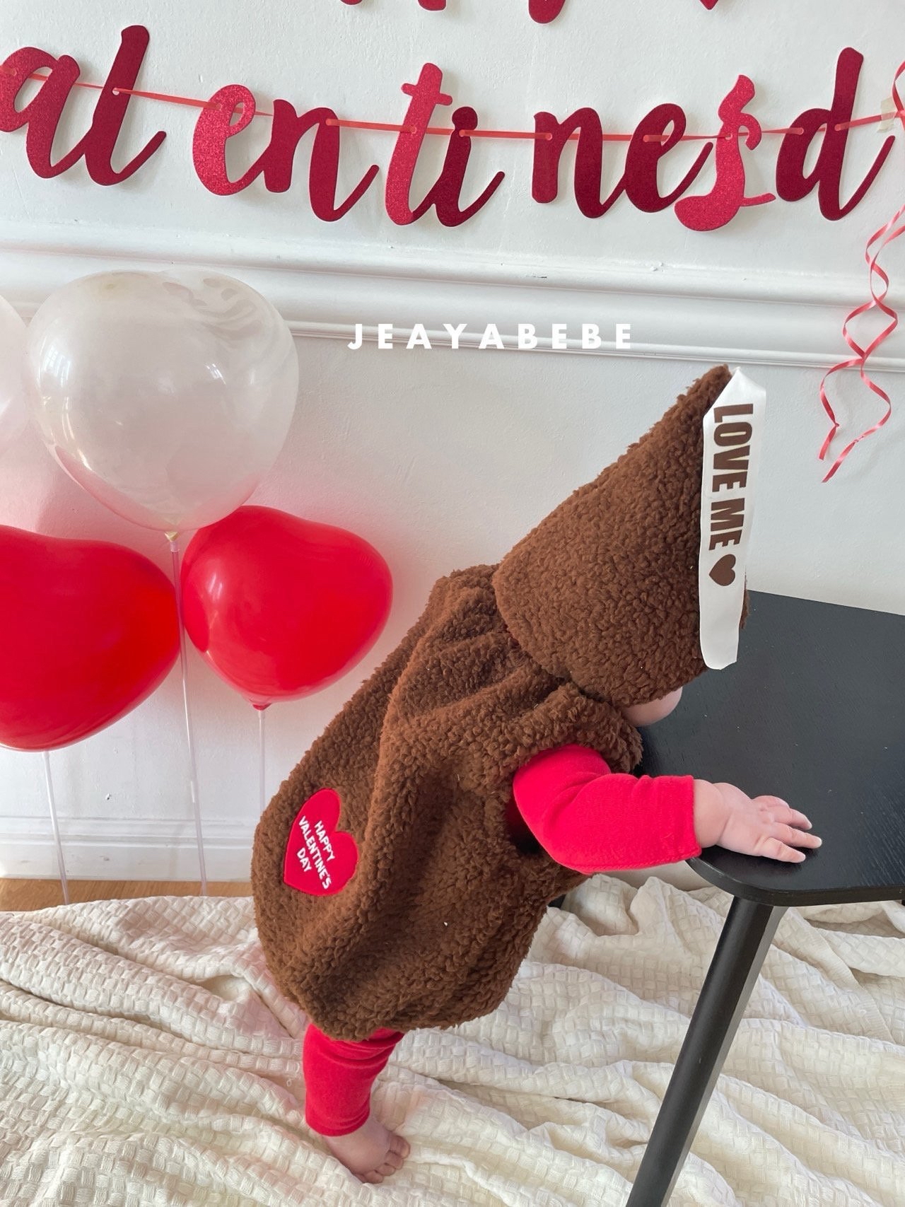 Jeayabebe | Valentines Brown set (帽+背心suit)