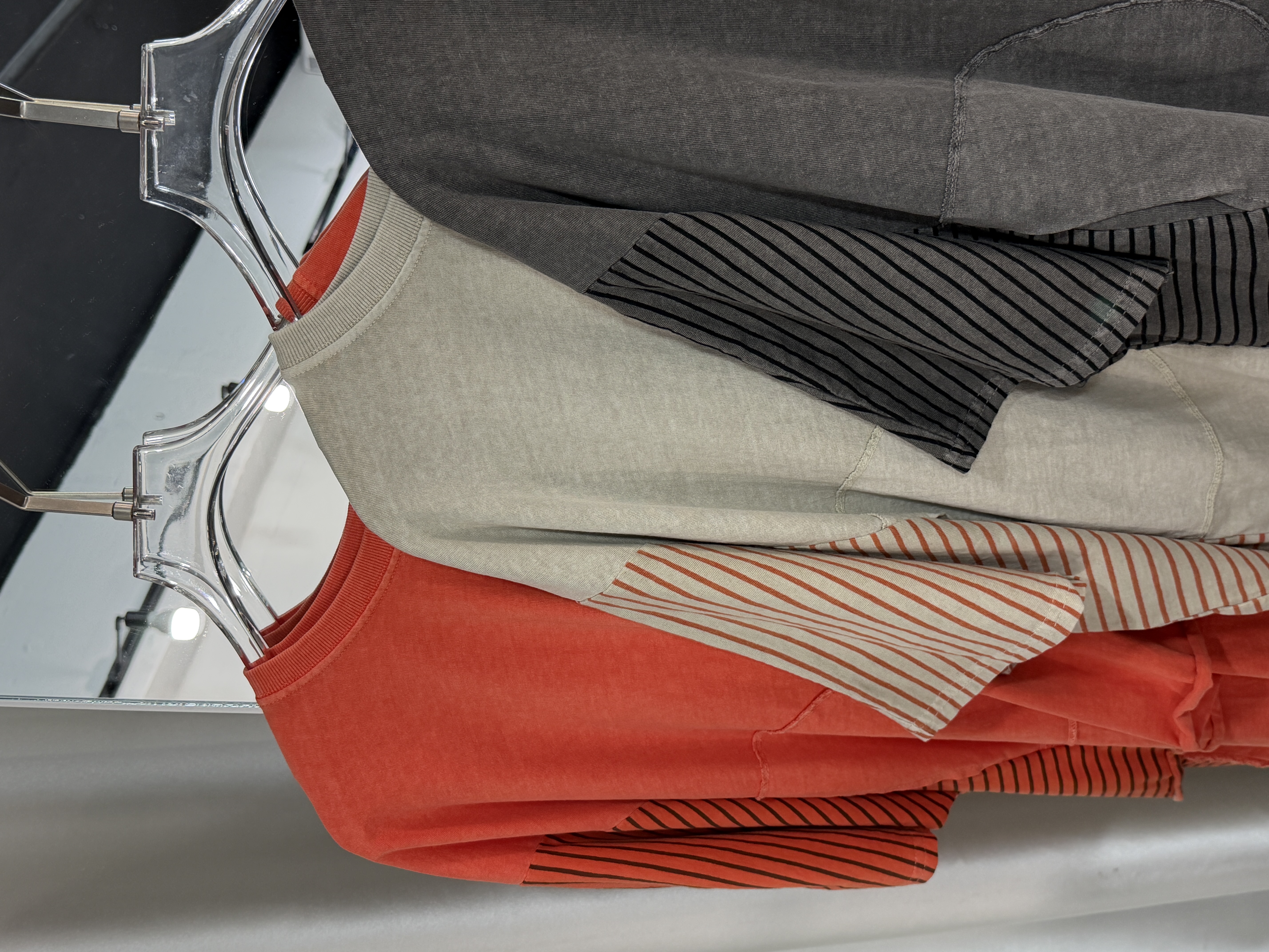 洗水撞色條紋拼接寬鬆休閒上衣