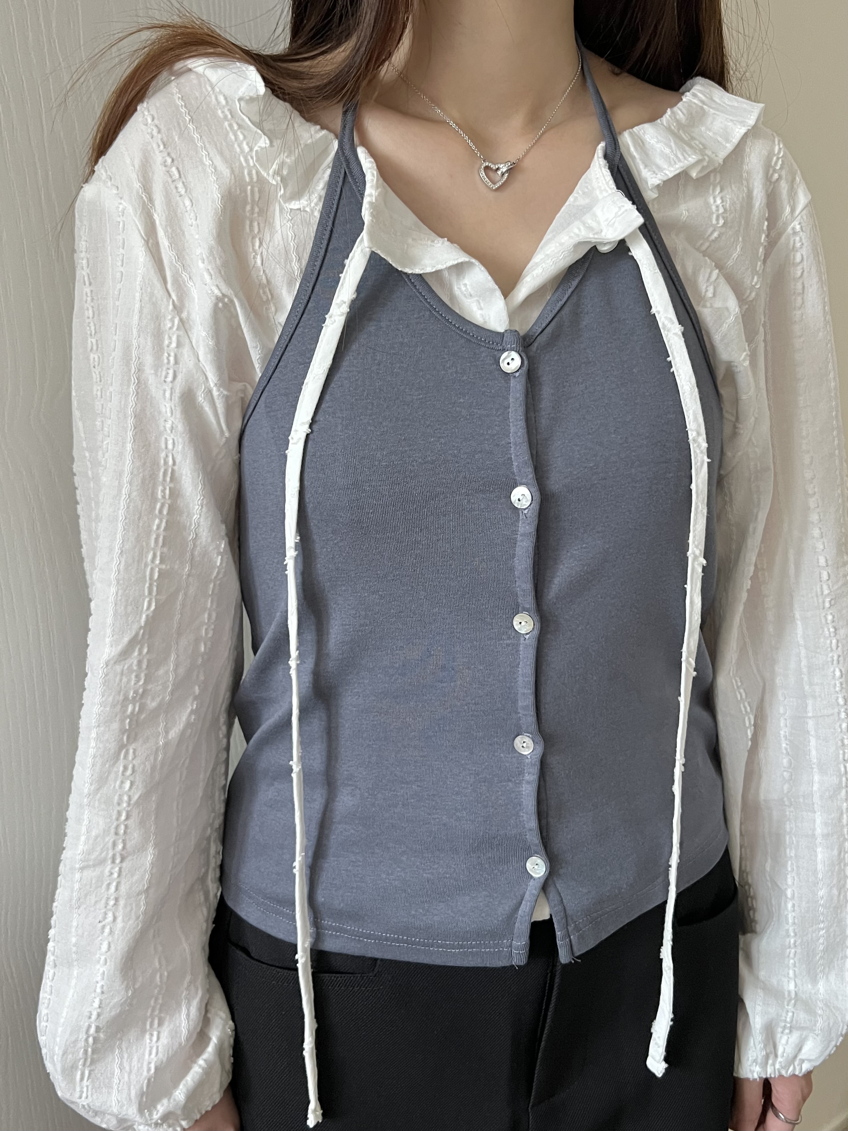 韓妹必備掛脖背心 