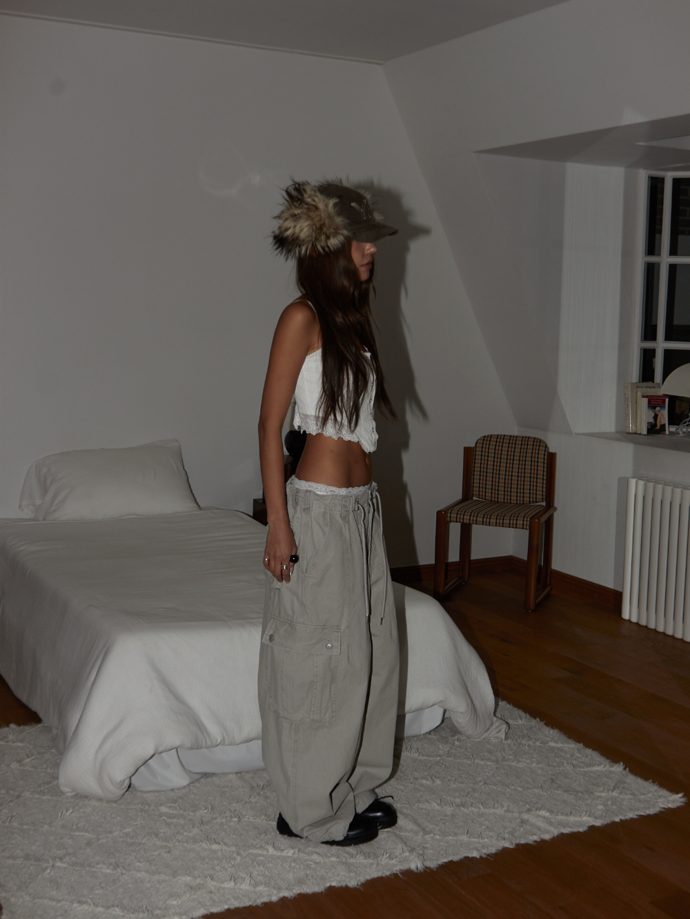 Drawstring Cotton Cargo Pants