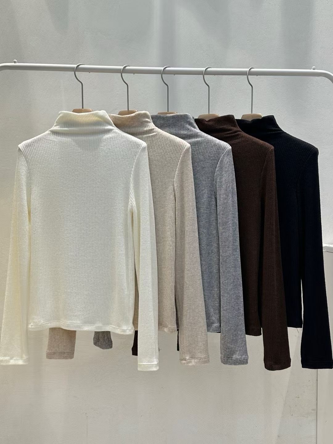 [𝙥𝙧𝙚-𝙤𝙧𝙙𝙚𝙧]10%羊毛羅紋高領長袖上衣(五色入)