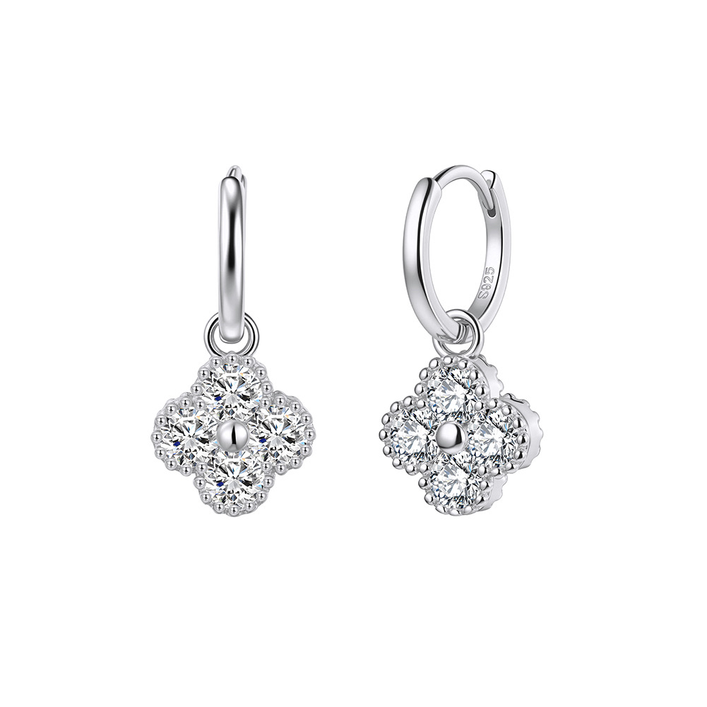 四葉草莫桑石耳圈 Lara Lucky Clover Mossianite Hoop Earring