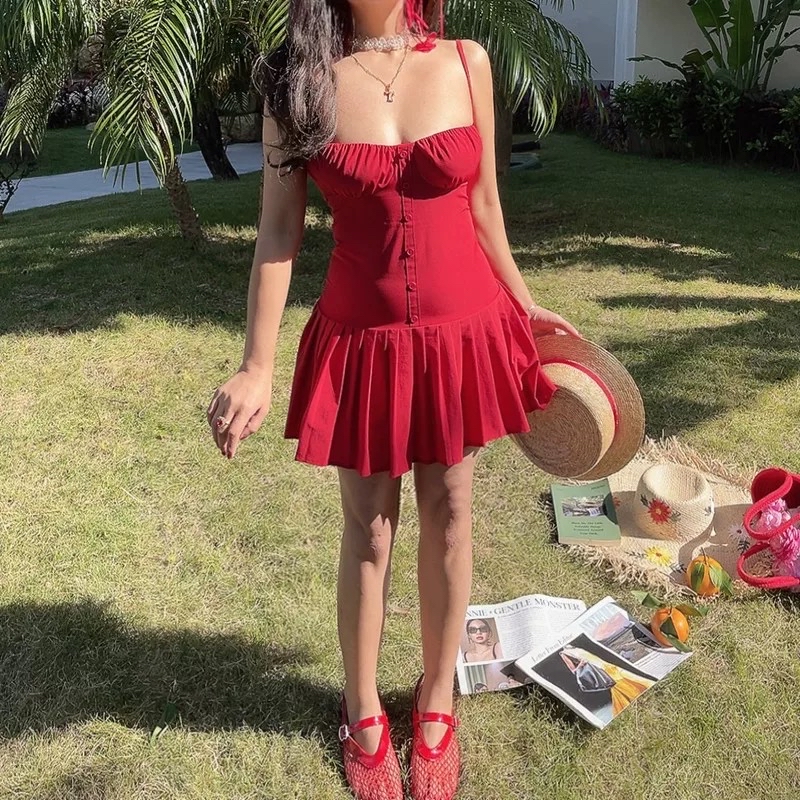 DR462束腰吊带连身裙