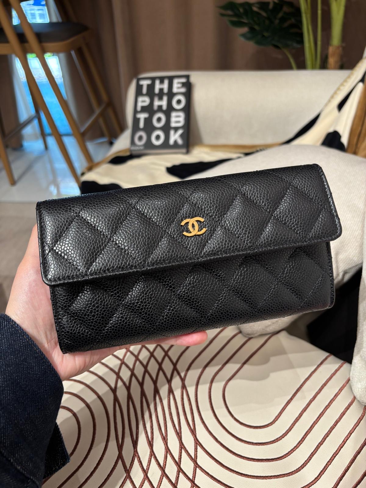 未使用品 Chanel classic long wallet 黑色荔枝牛皮 ,100%Authentic,unused ✅card✅box