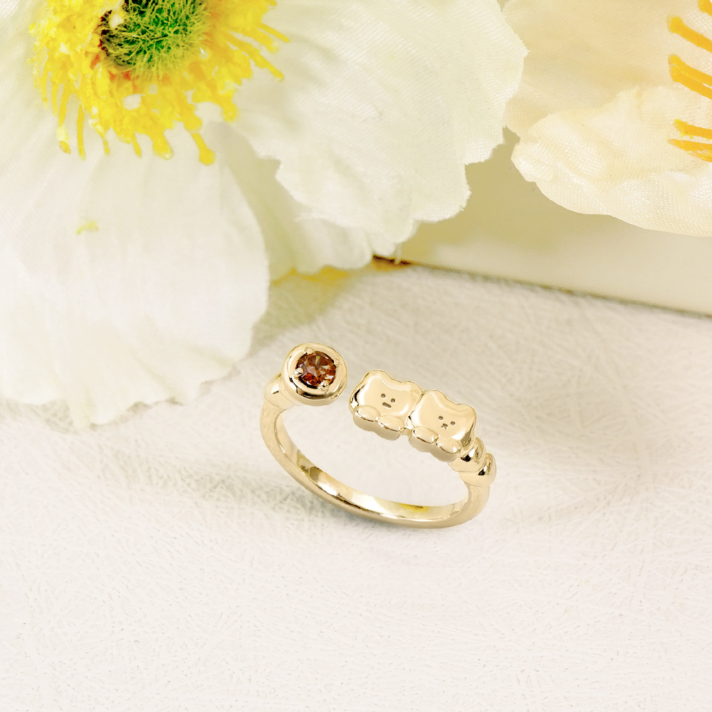 📦訂購 台灣限定 STORY 故事銀飾 布朗尼經典系列 麵包熊&巧克熊晶鑽純銀戒指