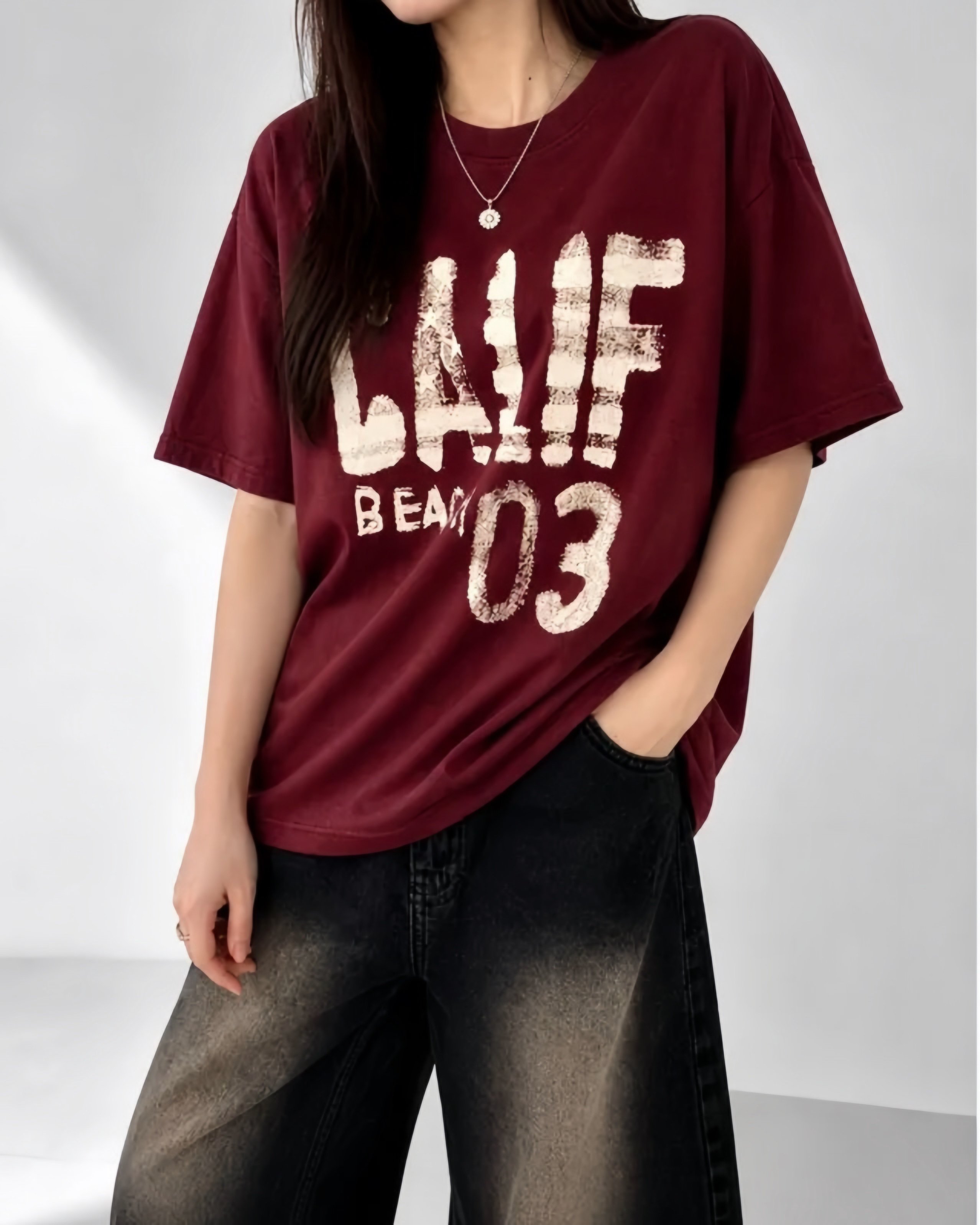 Vintage Wash Graphic Oversized Tee⁠