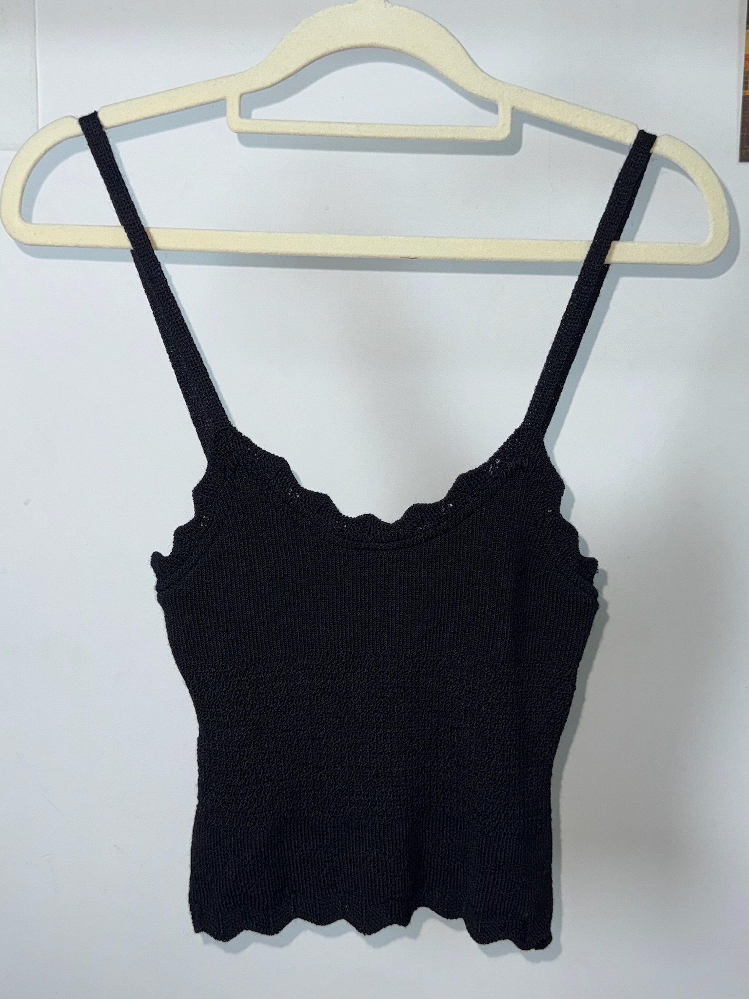 Coquette Black Sweetheart Neck Ribbed Cami