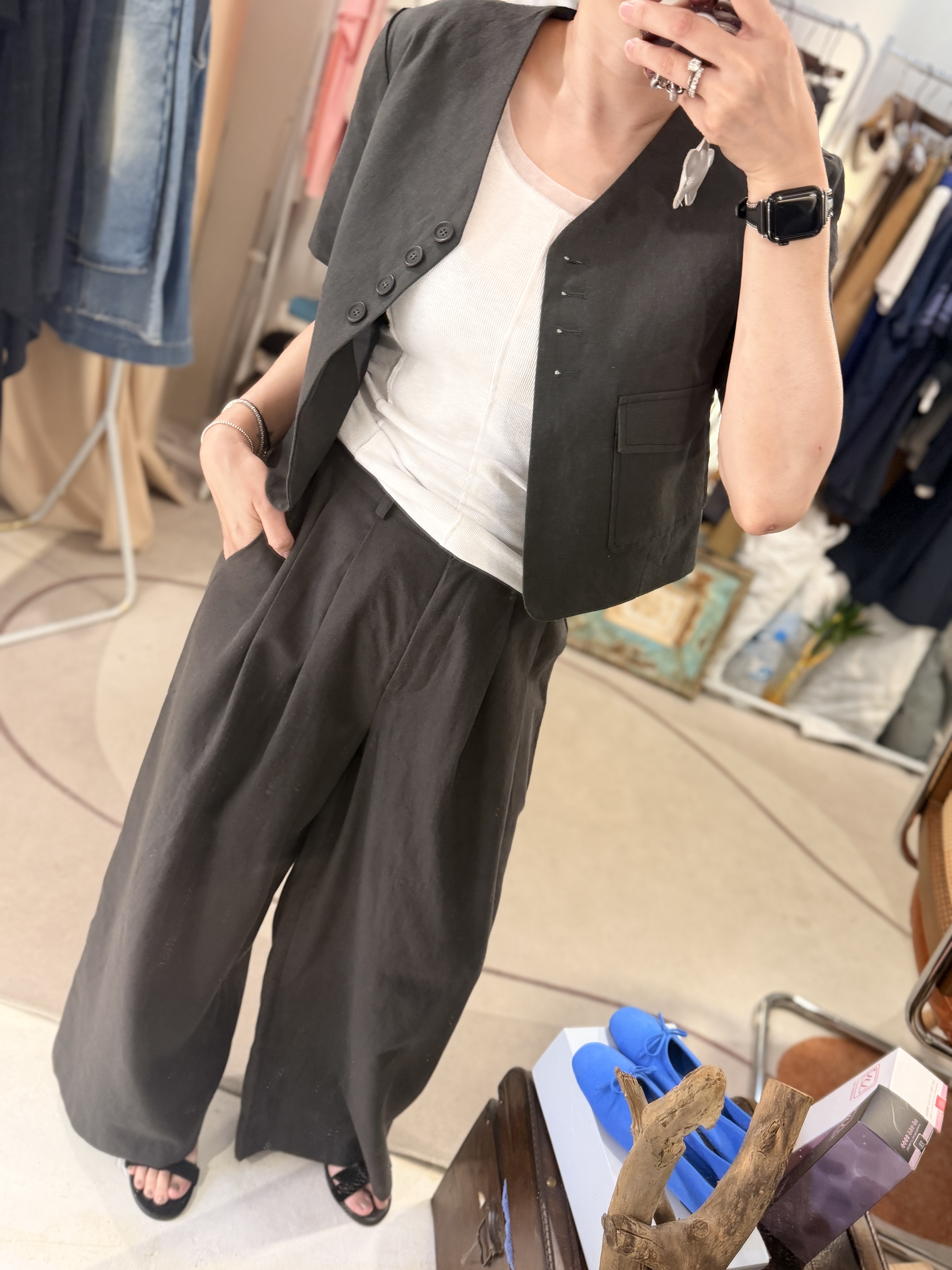 Linen shortest jacket