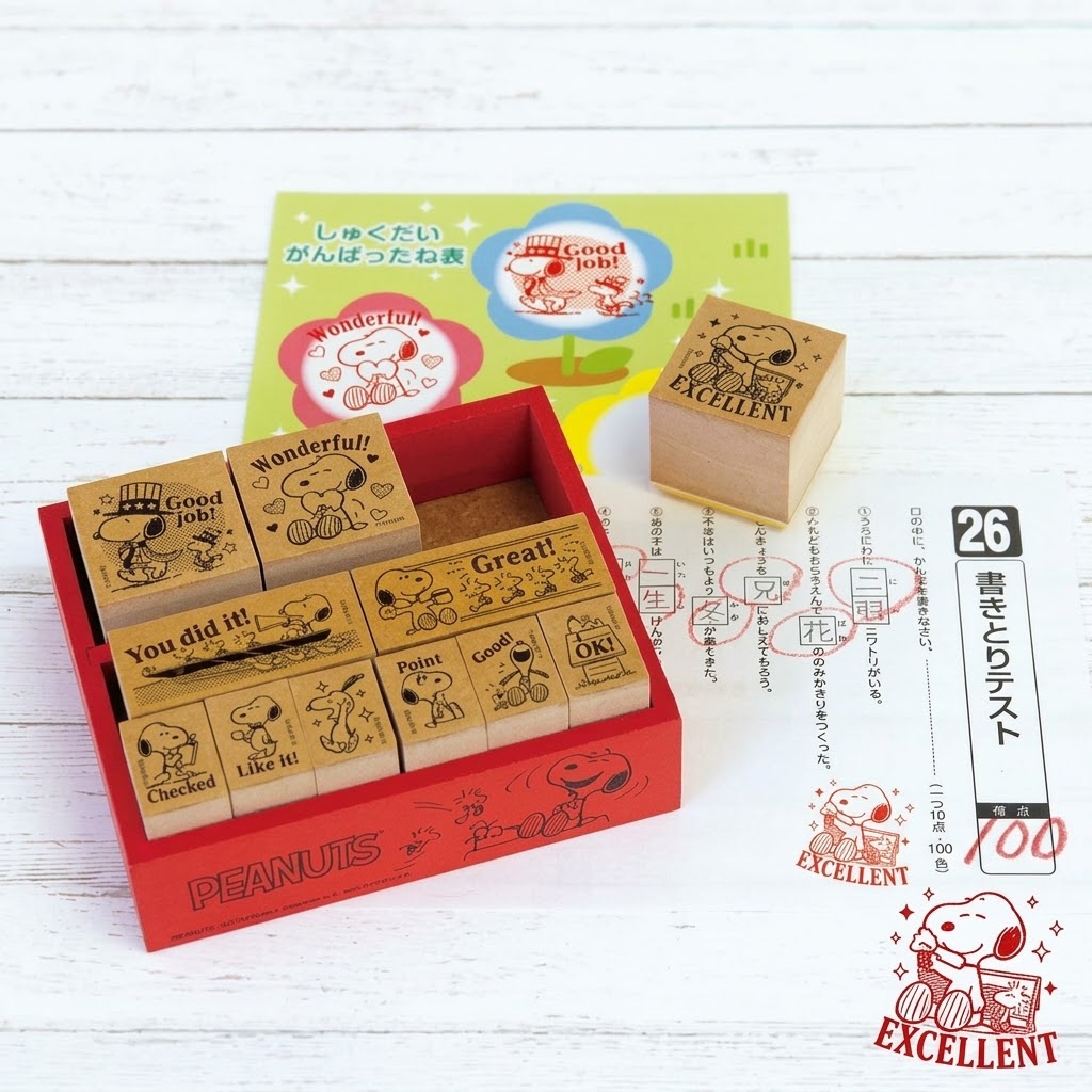 🔥🔥【日本製《SNOOPY》英文木製獎勵印章套裝】