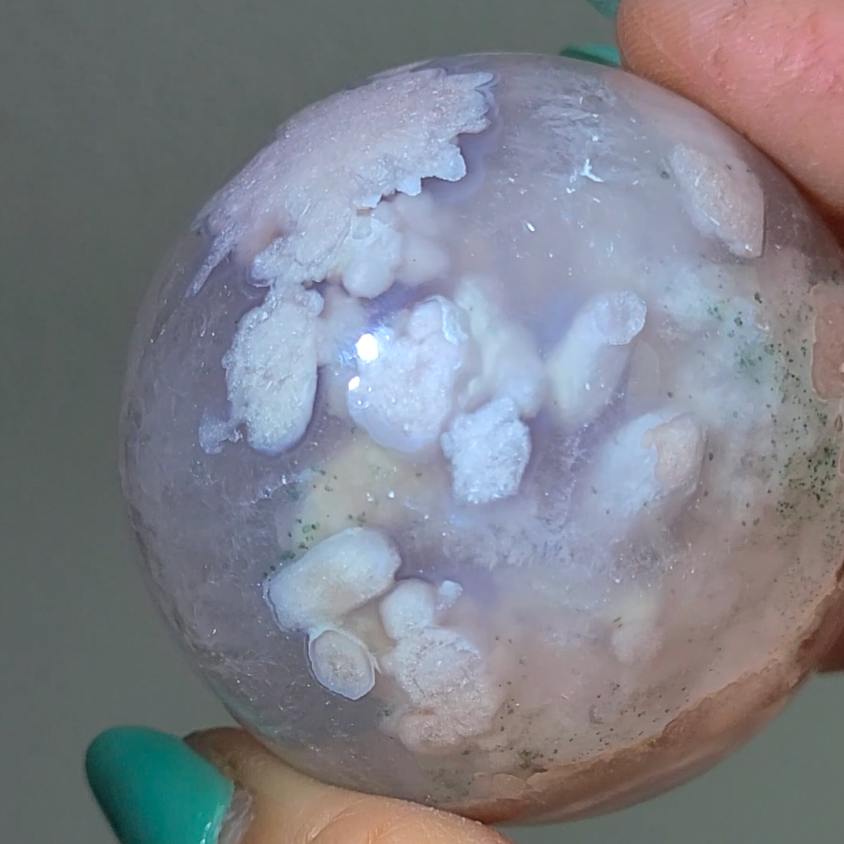 Flower agate sphere with quartz inclusions - AG111