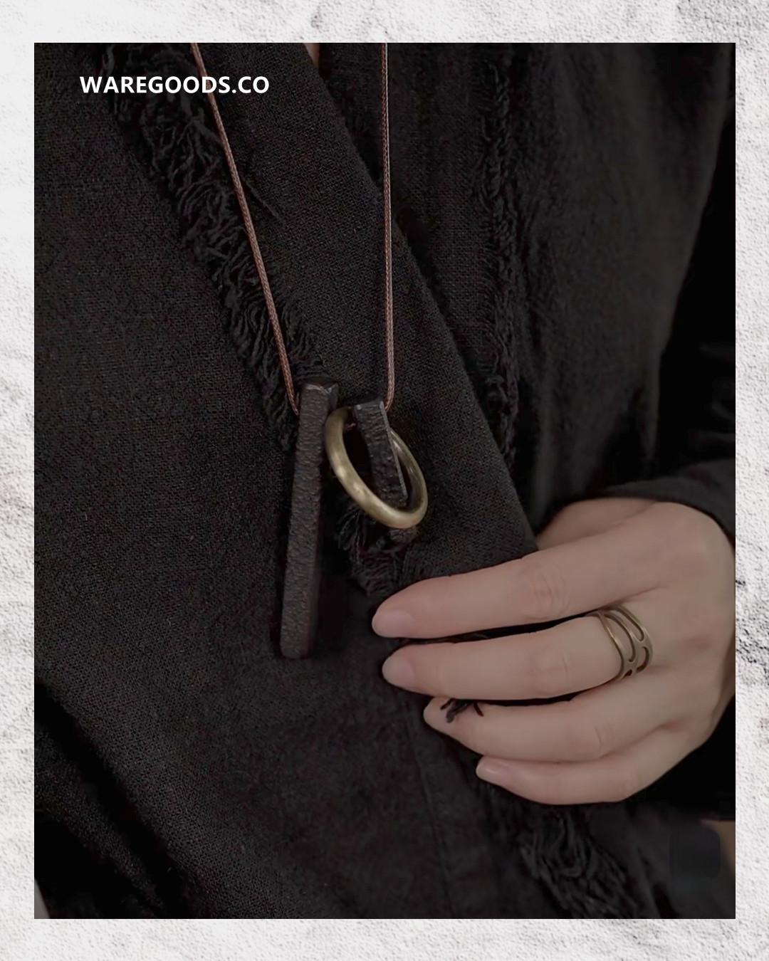 W601黑檀木合金吊墜頸鏈