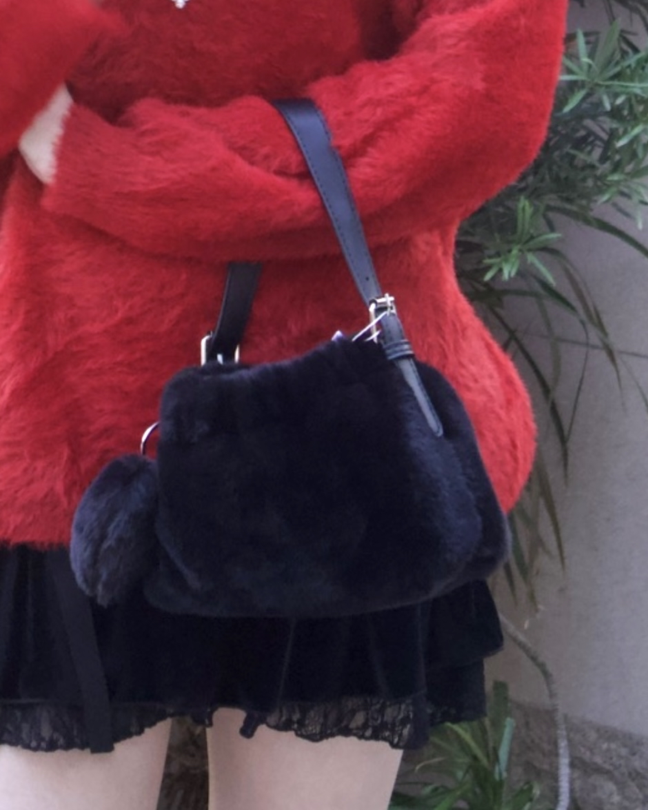 韓國豹紋毛毛迷你手袋（兩用）