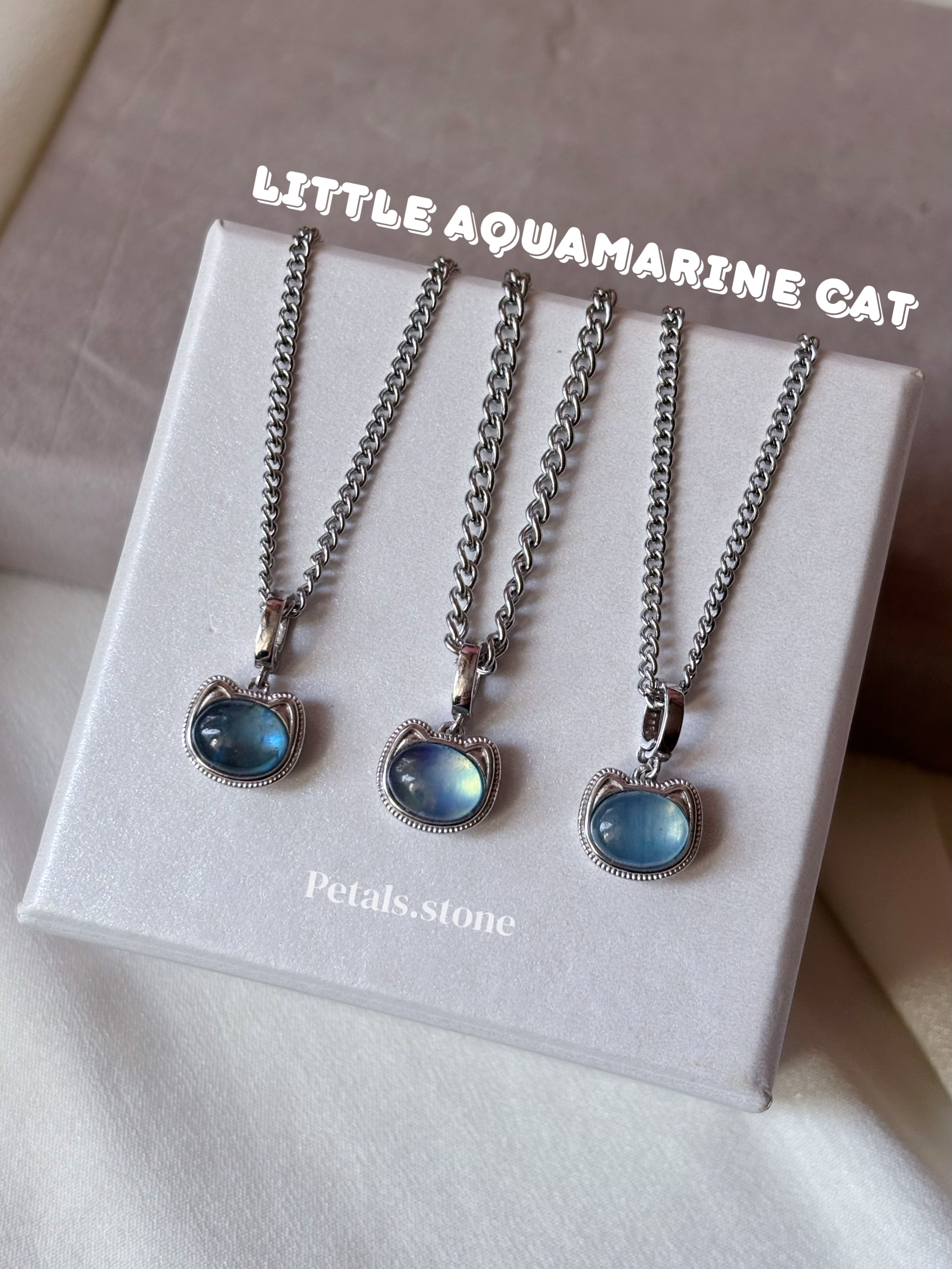  Little Aquamarine Cat | 海藍寶貓貓頸鏈 🐈🩵