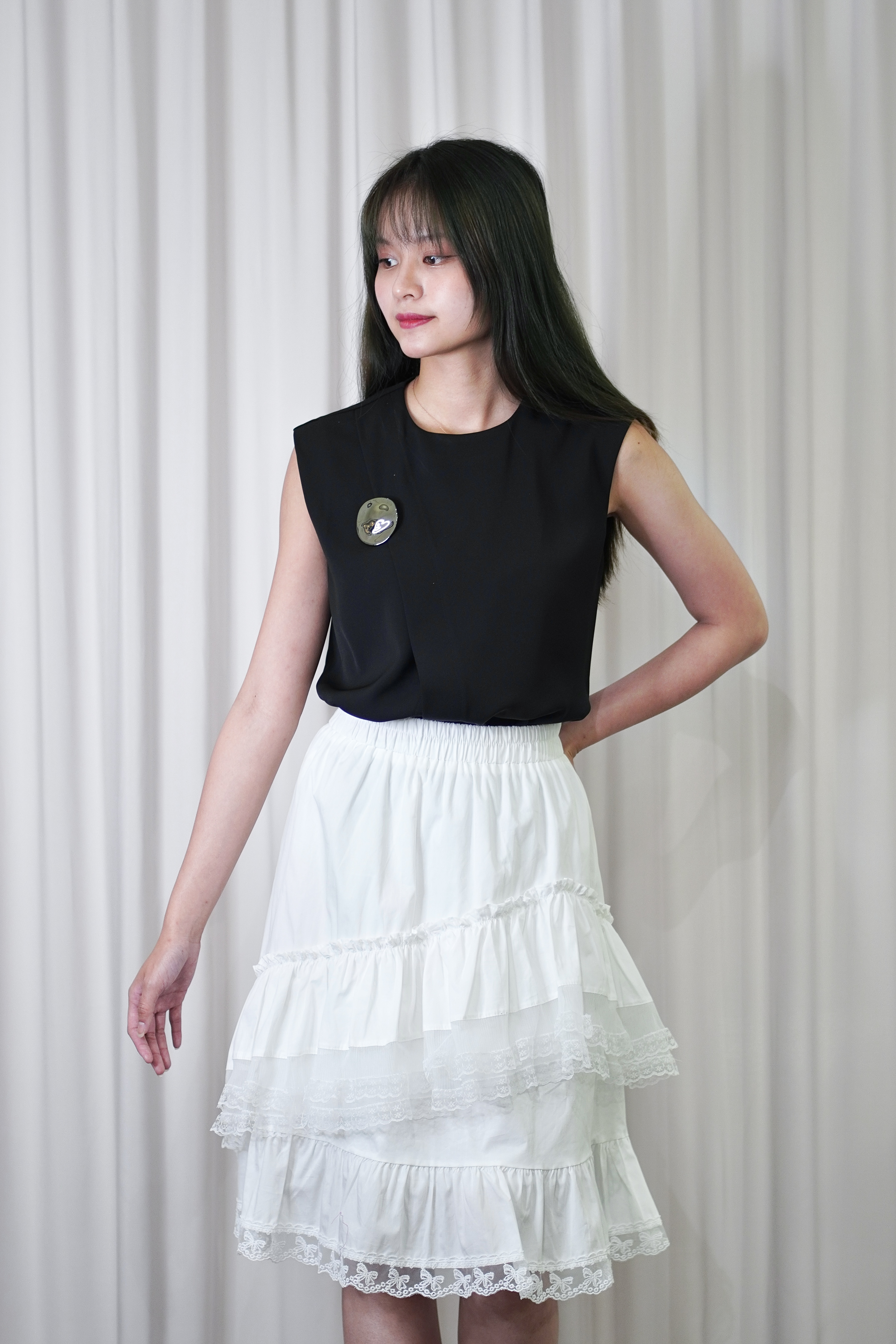 E8196BB Midnight Layered Cut Top
