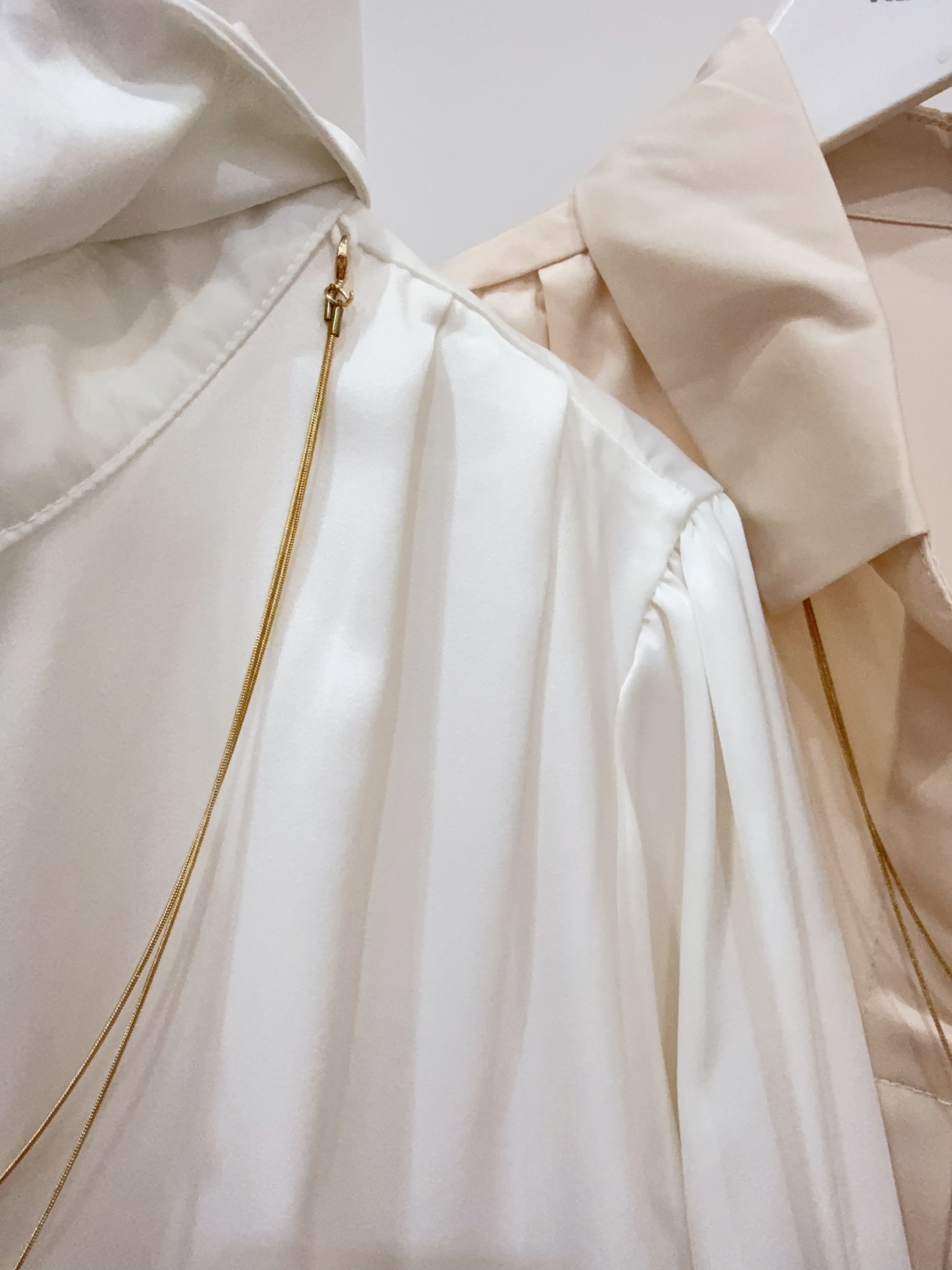 高级感V领带链缎面长袖衬衫 R2657