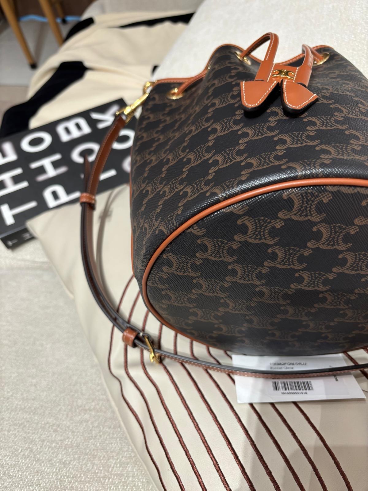 Celine CLARA BAG IN TRIOMPHE CANVAS AND CALFSKIN標誌印花及牛皮革手袋 100%Authentic, 98%new ✅tap ✅booklet ✅dust bag