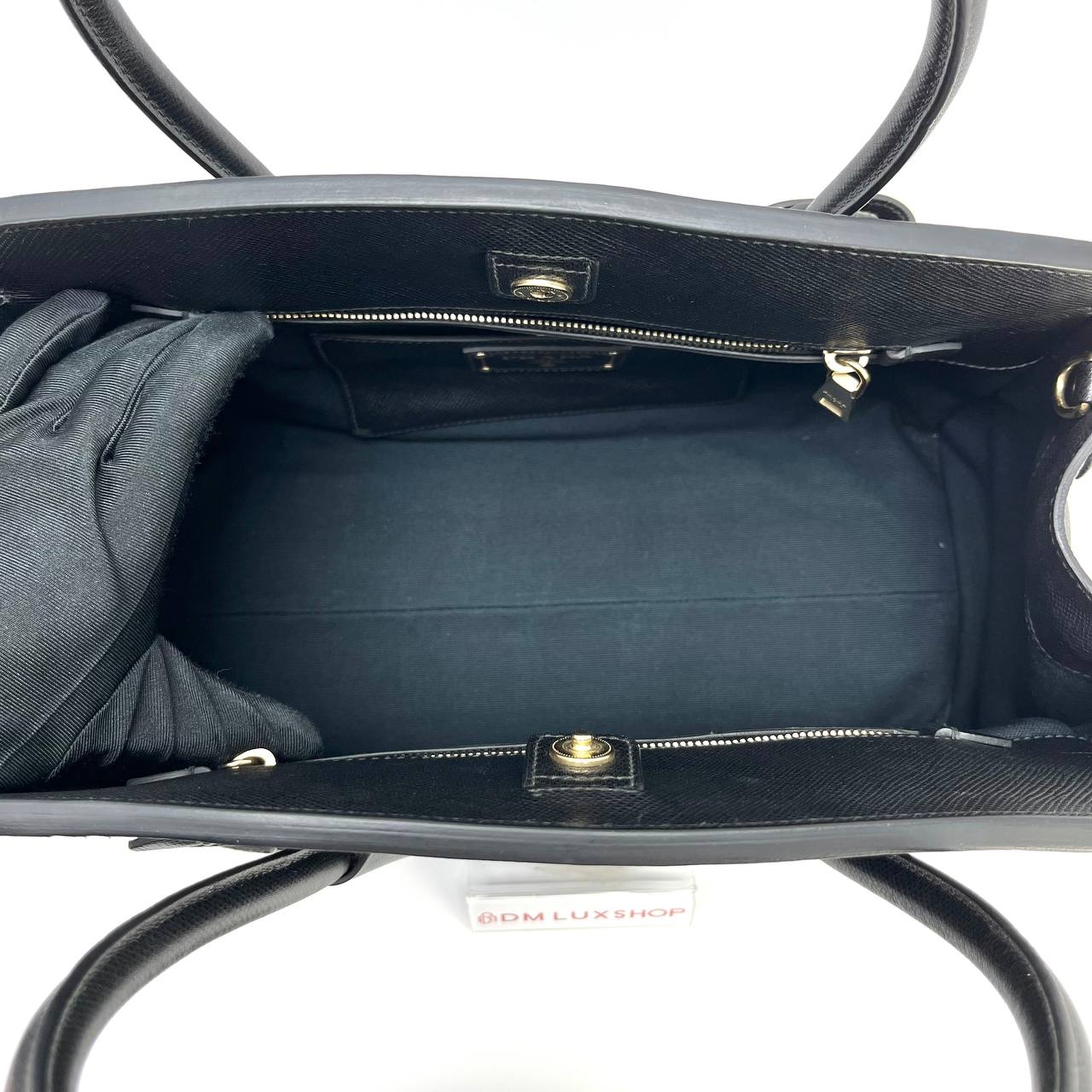 Prada Cuir Frame Canvas Tote Black