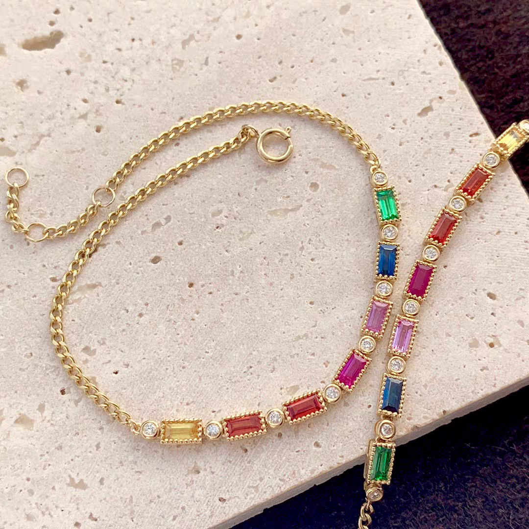 18K Fancy-color Sapphires Diamond Bracelet 