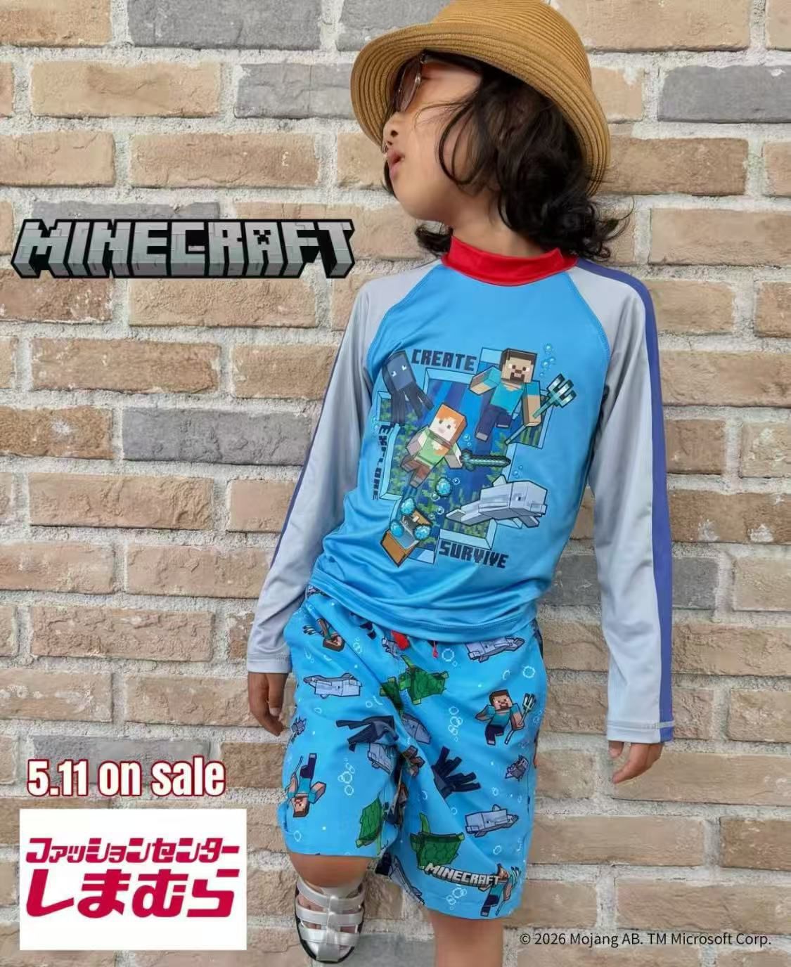 2套起各減$ 10。🆕日單Minecraft泳衣套裝