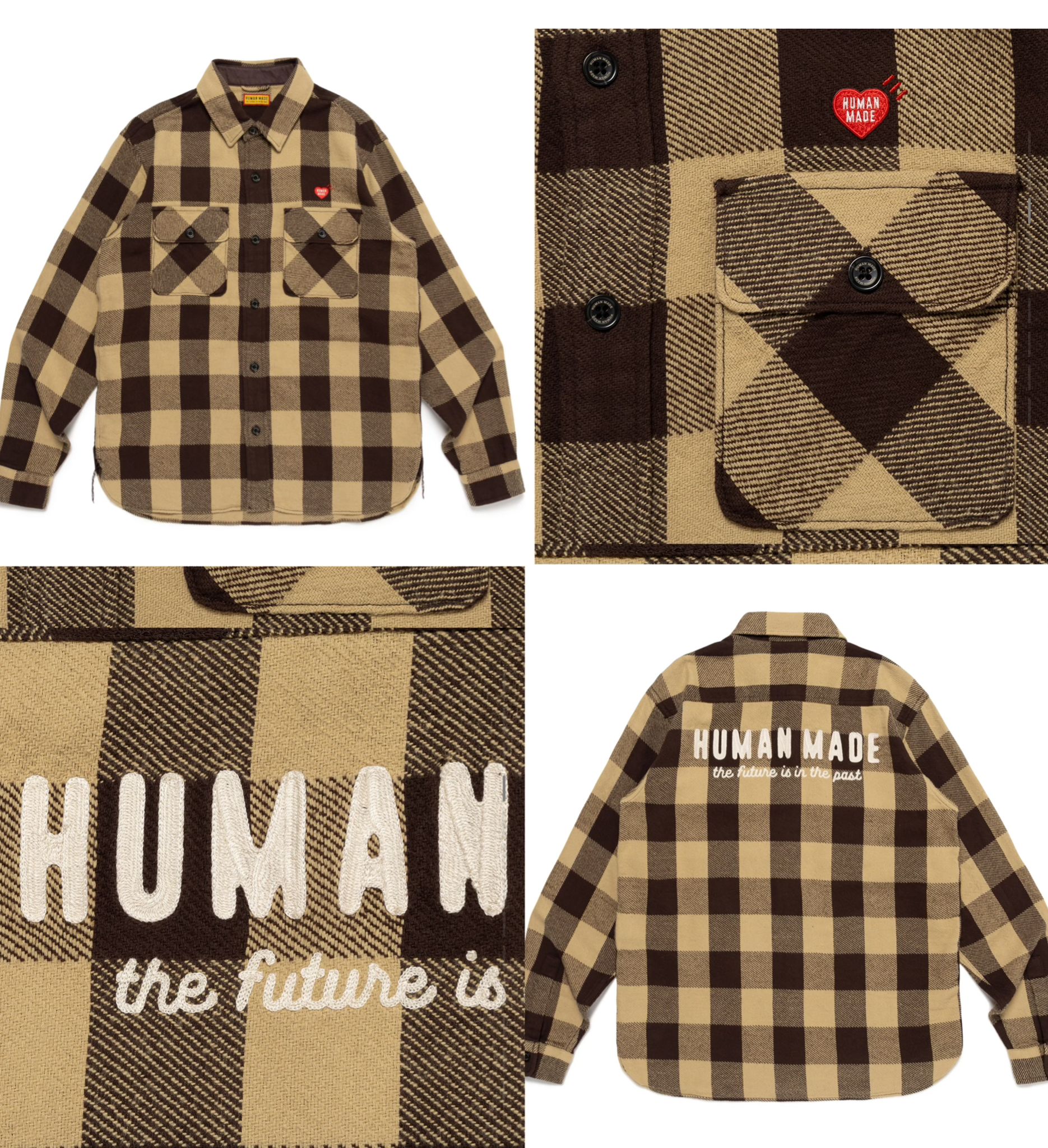 Human made 格紋shirt Beige /red Size s-2xl