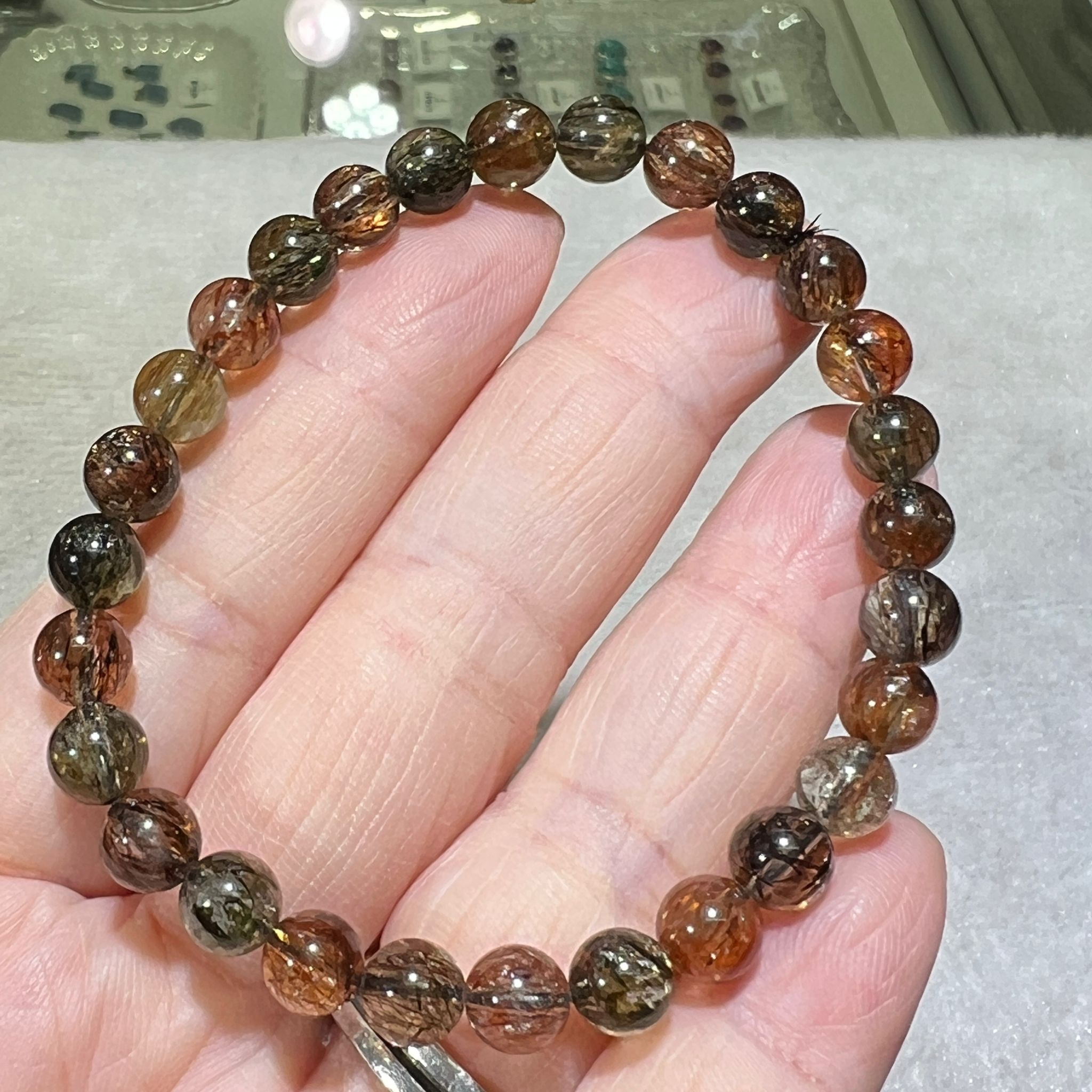 黑金碧髮手串 6.5 mm+/-