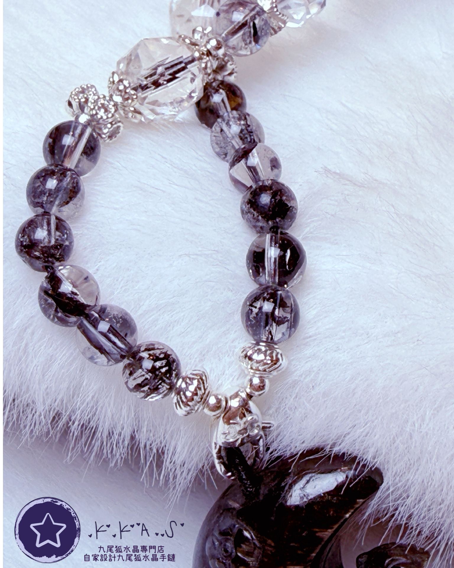 K00108 煙花石榴石 月亮狐 - 吊墜頸鏈/套鏈