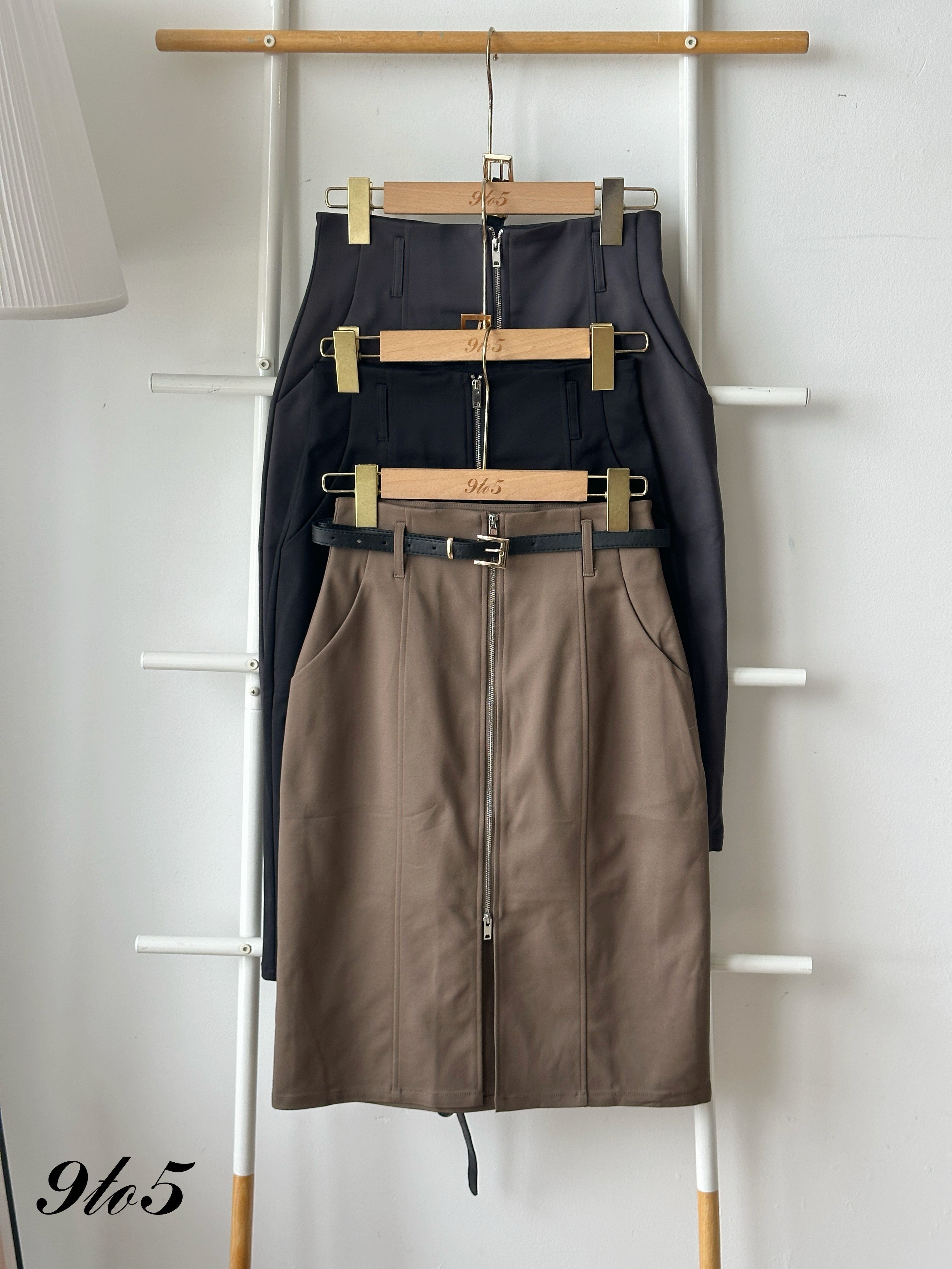 S1917 Midi Zipped Pencil Skirt - 3 Colors 