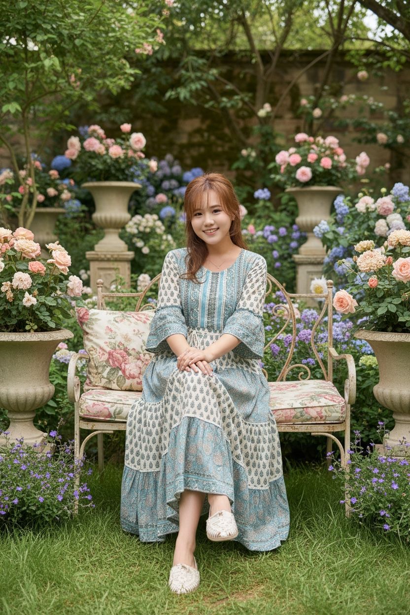 Blue and White 4 Layers Ruffles OP #1368