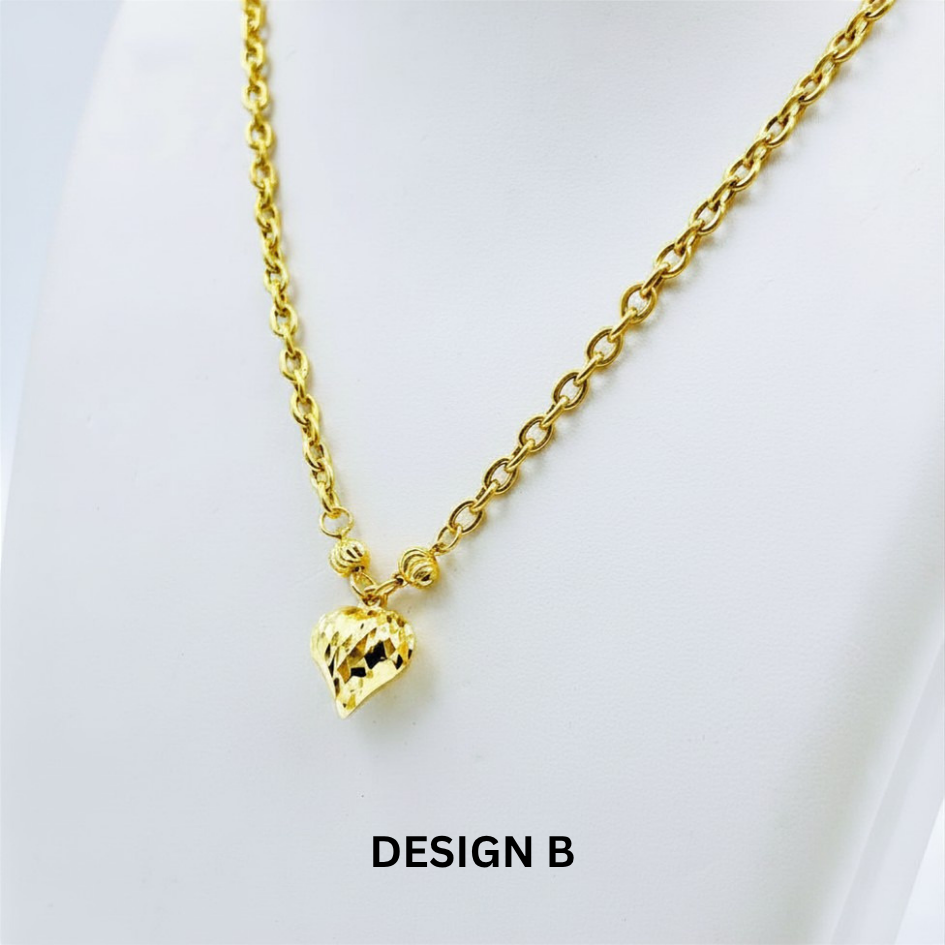 MYDORA Rantai Leher Sauh + Boba + Love Pahat l EMAS 916/22K