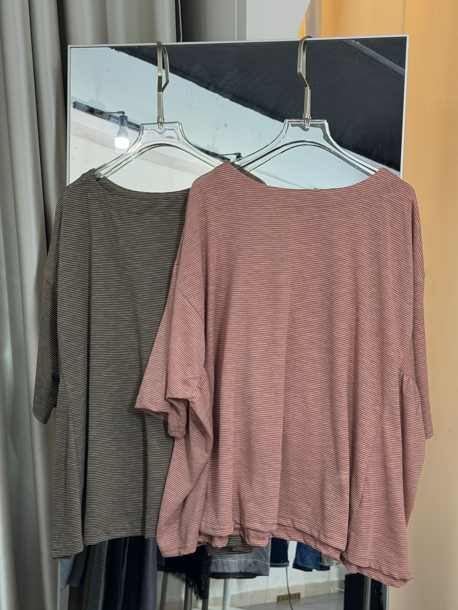 條紋寬鬆休閒上衣兩件組