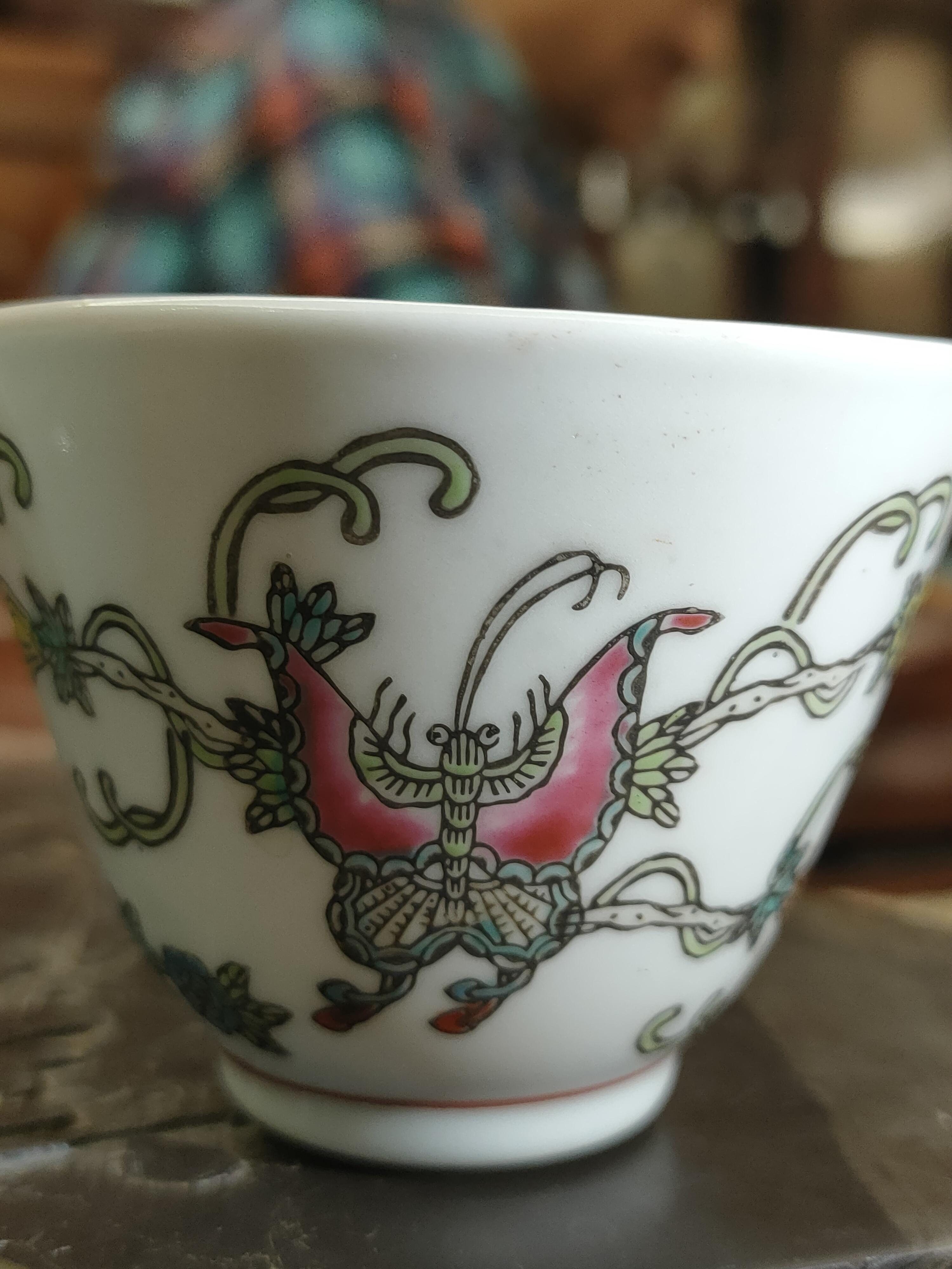 39-復古中國蝴蝶圖案茶杯~老瓷<有需要請聯絡我們 852-6329 6186>