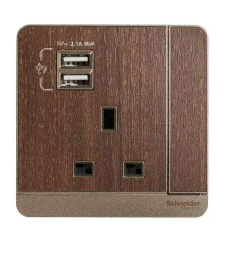 Schneider 施耐德 奐尚 13A單蘇有開關連USB 2.1A