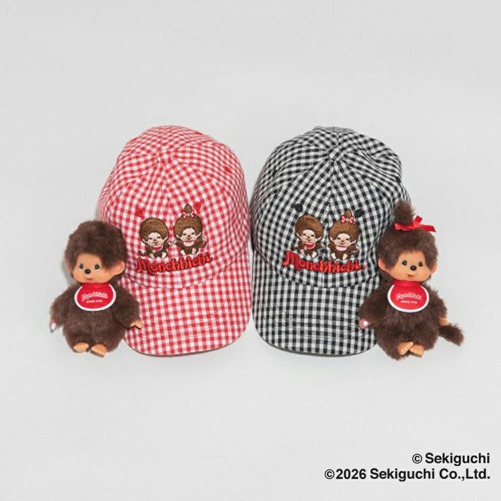 🆕【⭐訂購⭐】🇯🇵日本直送 🌀#Monchhichi 刺繡 格紋 cap帽［2款選］ 🌀[ELED-0122][260613]