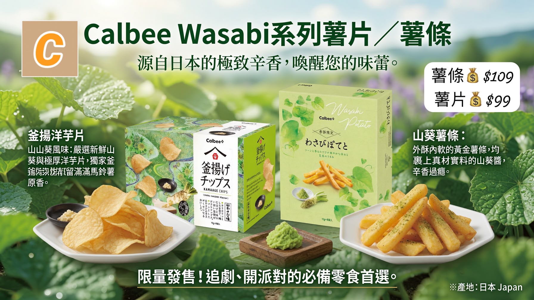 C-2607-Calbee Wasbi系列薯片/薯條 -9月初到貨