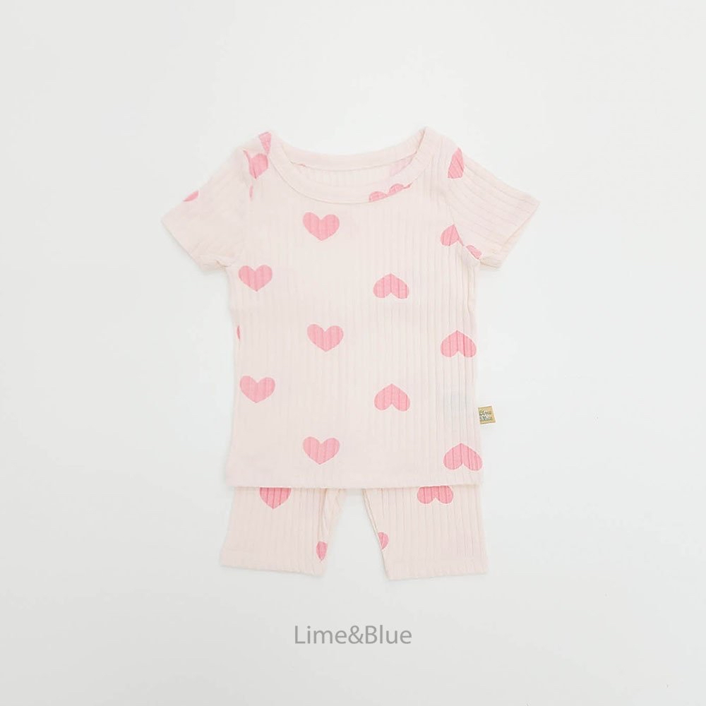 Modal Heart Ribbed Short-Sleeve Set