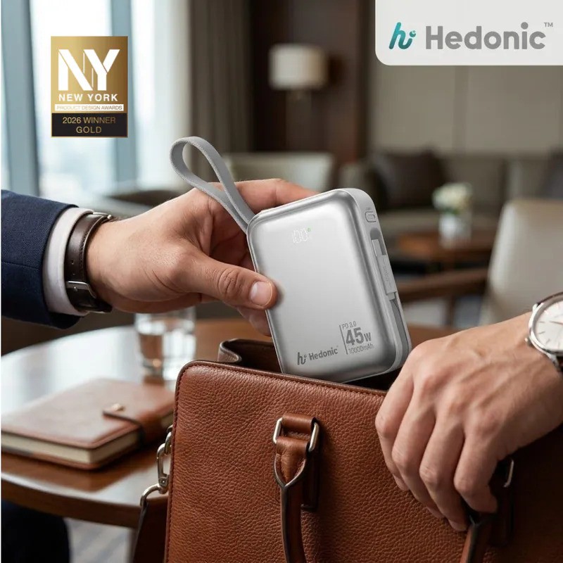 Hedonic #81082/ 81083 (3C追溯二維碼) PD 3.0 45W快充 10000mah嵌入式充電線流動充電池 [2色選擇]