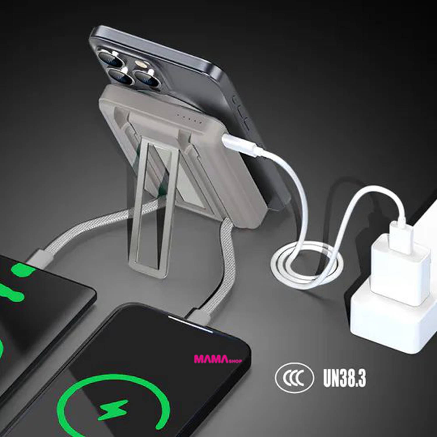 (3C可追溯二維碼)XPower M10R 7合1 10000mAh PD 3.0 雙內置線+磁吸無線移動電源連支架