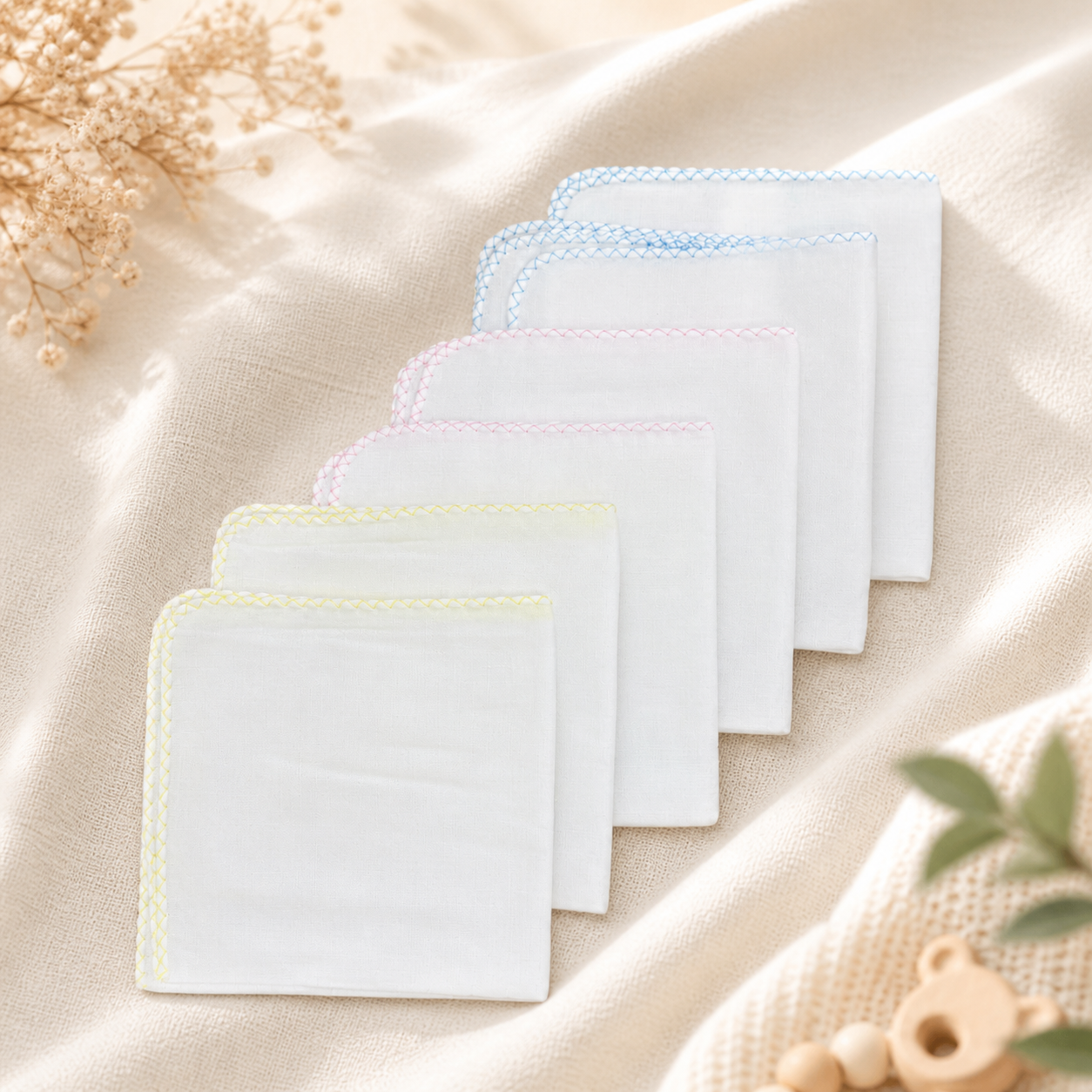 Chubees純白紗巾(6條裝) -5包禮盒裝 CHUBEES Pure White Muslin Washcloths (6-Pack x 5 Sets) Gift Box