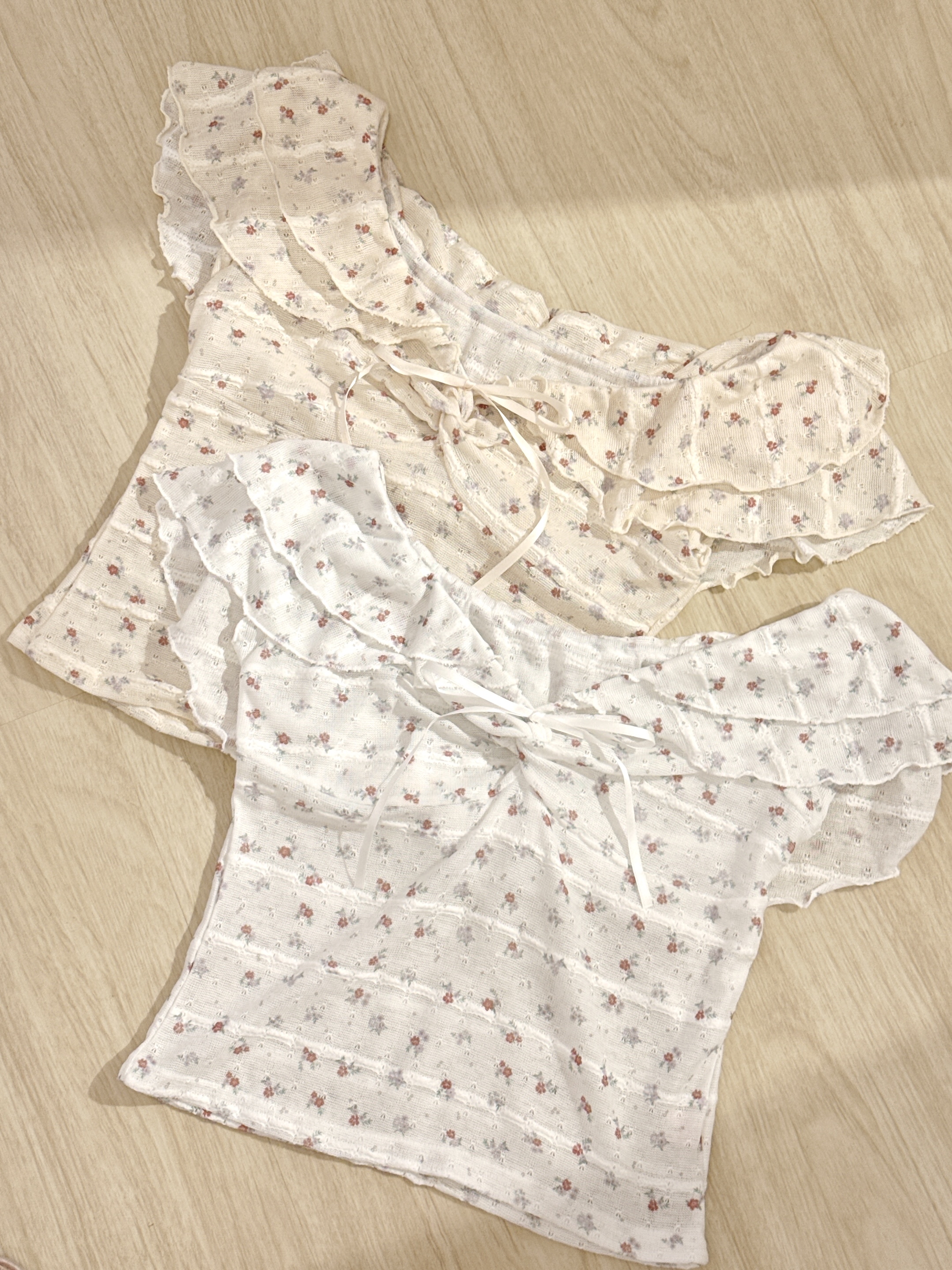 #HANNA-made# Floret Cascade Ruffle Top
