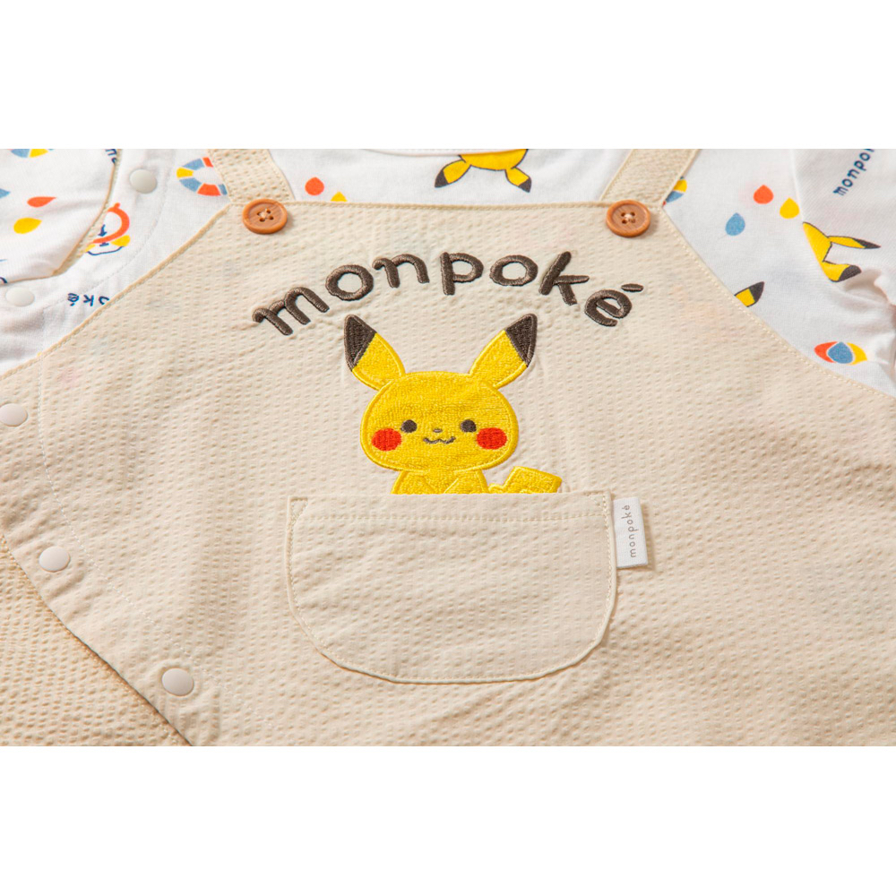 🇯🇵預訂 日本直送🇯🇵Monpoke兩色比卡超刺繡貼花仿吊帶短袖連身服