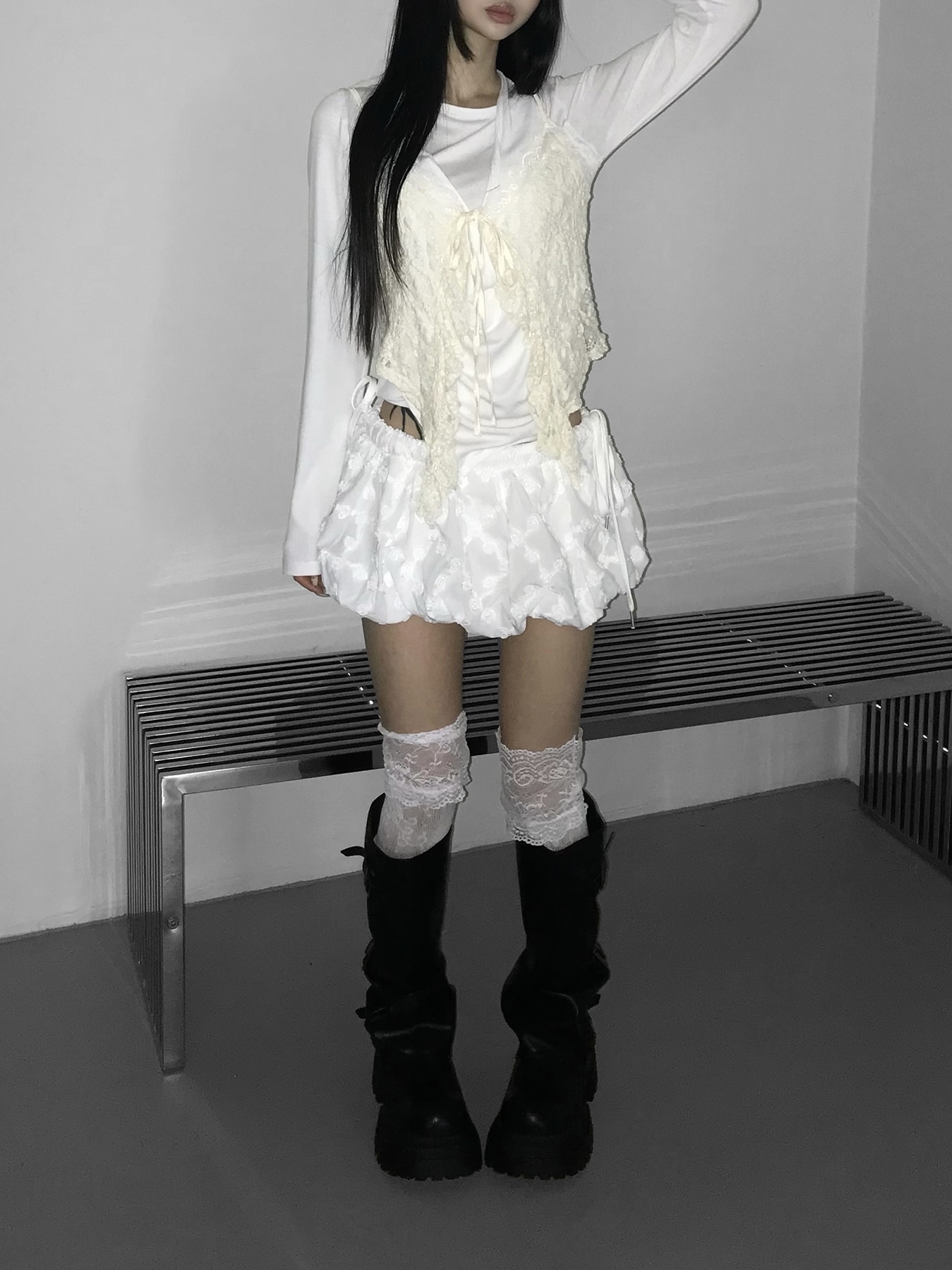 Sheer Lace Ruffled Cami