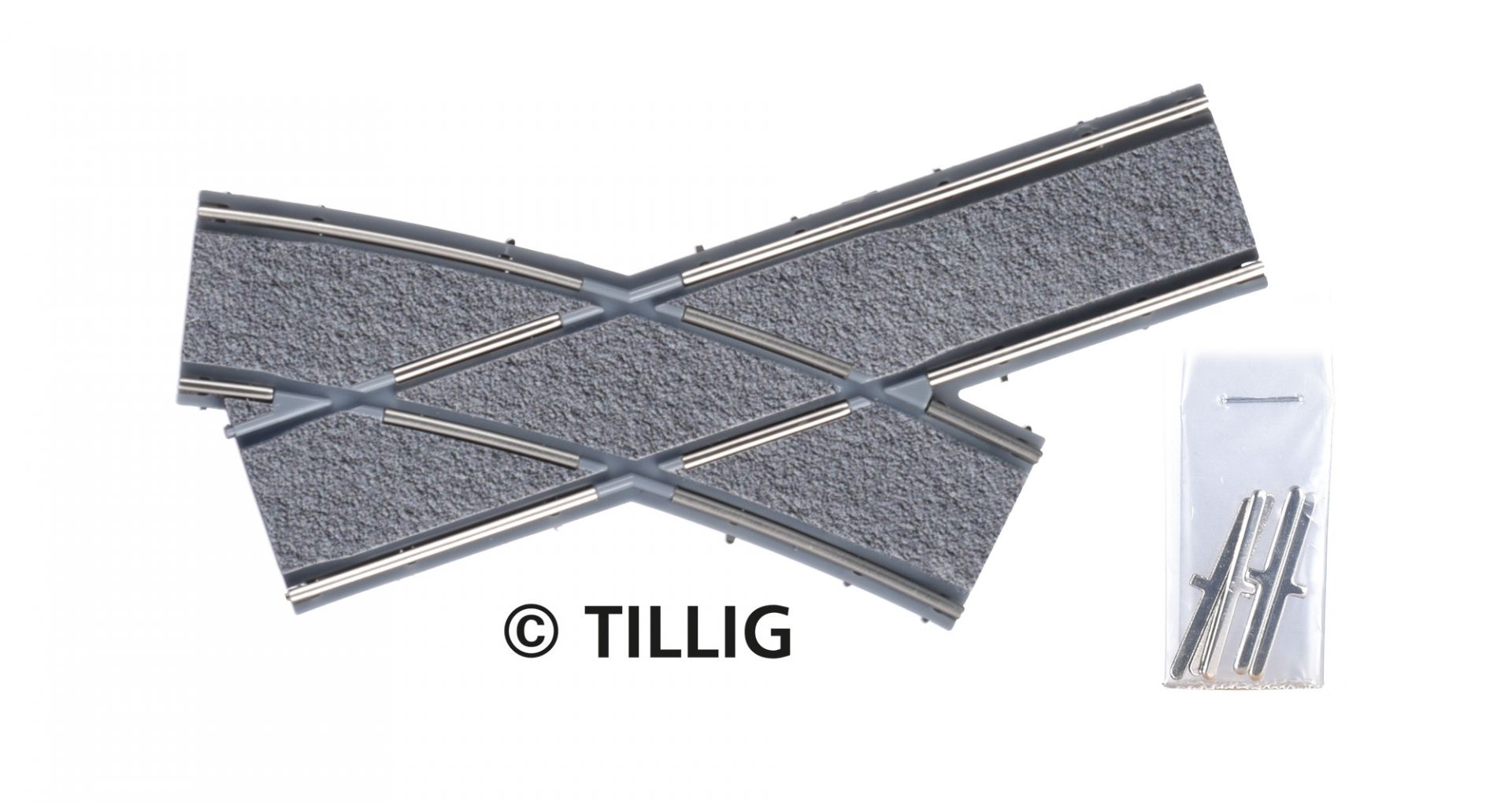Tillig LUNA HO 彎道交叉 1:87 Curved crossing bitumen/concrete 馬路路軌•城市輕軌•電車路軌
