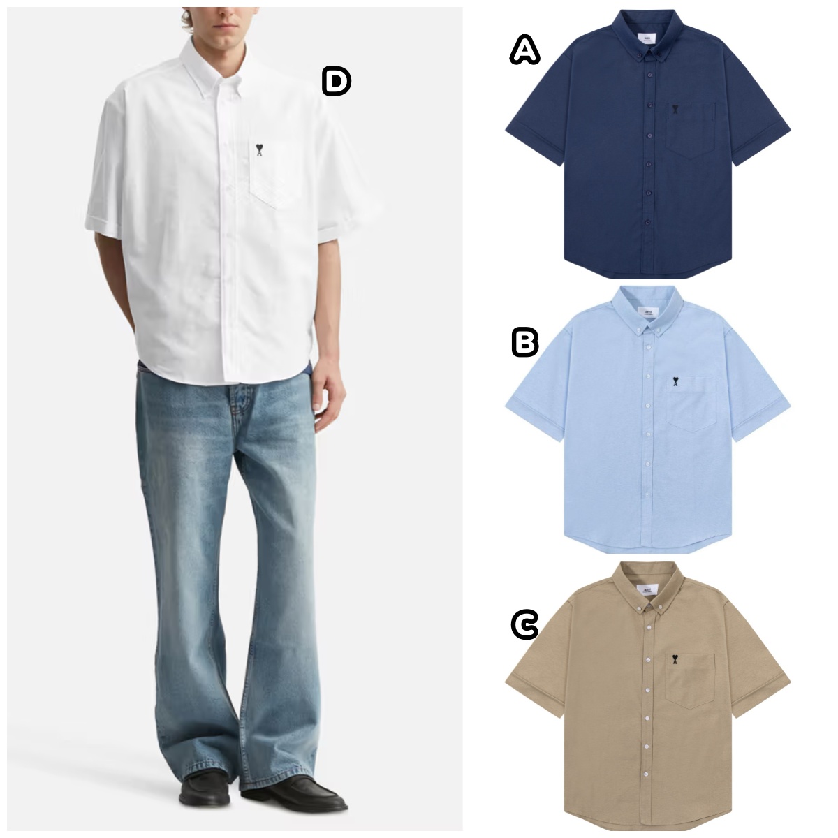 AMI Paris 黑色小愛心刺繡短袖👕恤衫