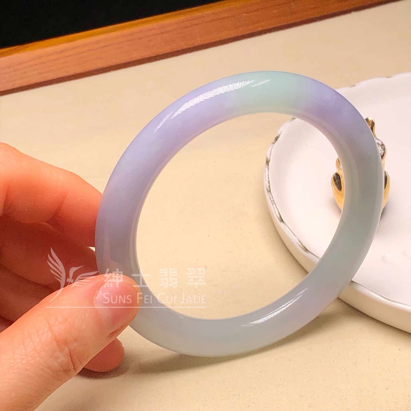 會卡水翻沙茄紫春彩圓鐲60.3mm