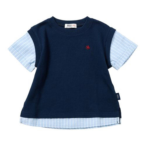 🇯🇵預訂 日本直送🇯🇵Polo Baby標誌刺繡假兩件層疊華夫格短袖上衣