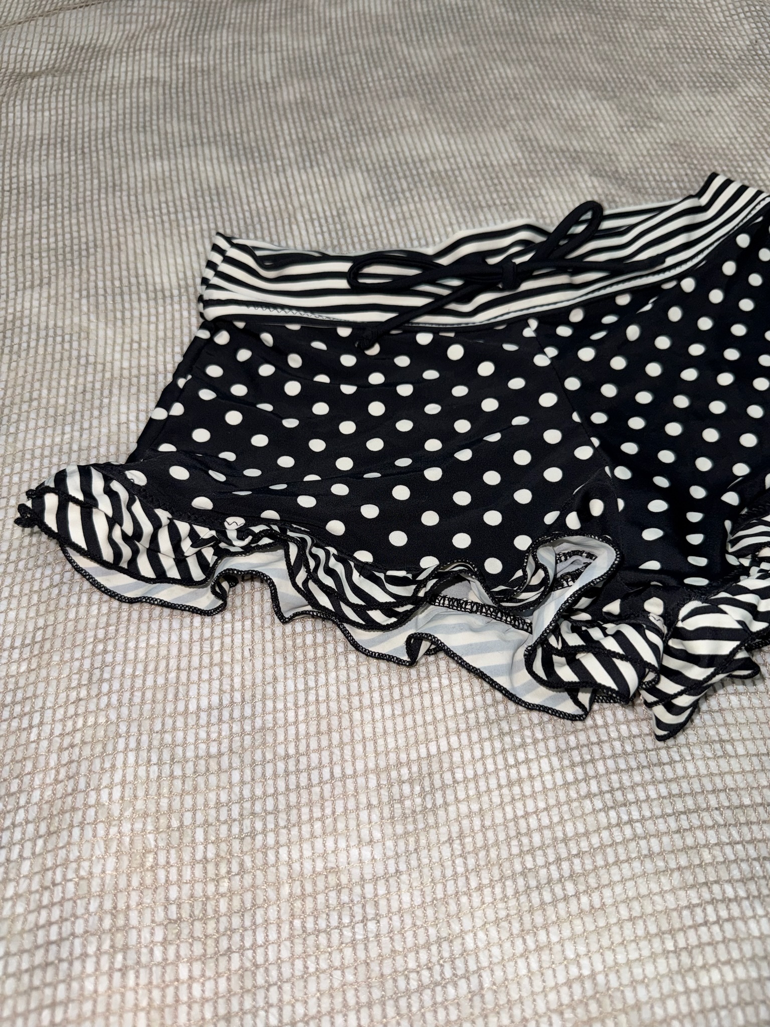Polka Dot and Stripe Mix Ruffle Shorts