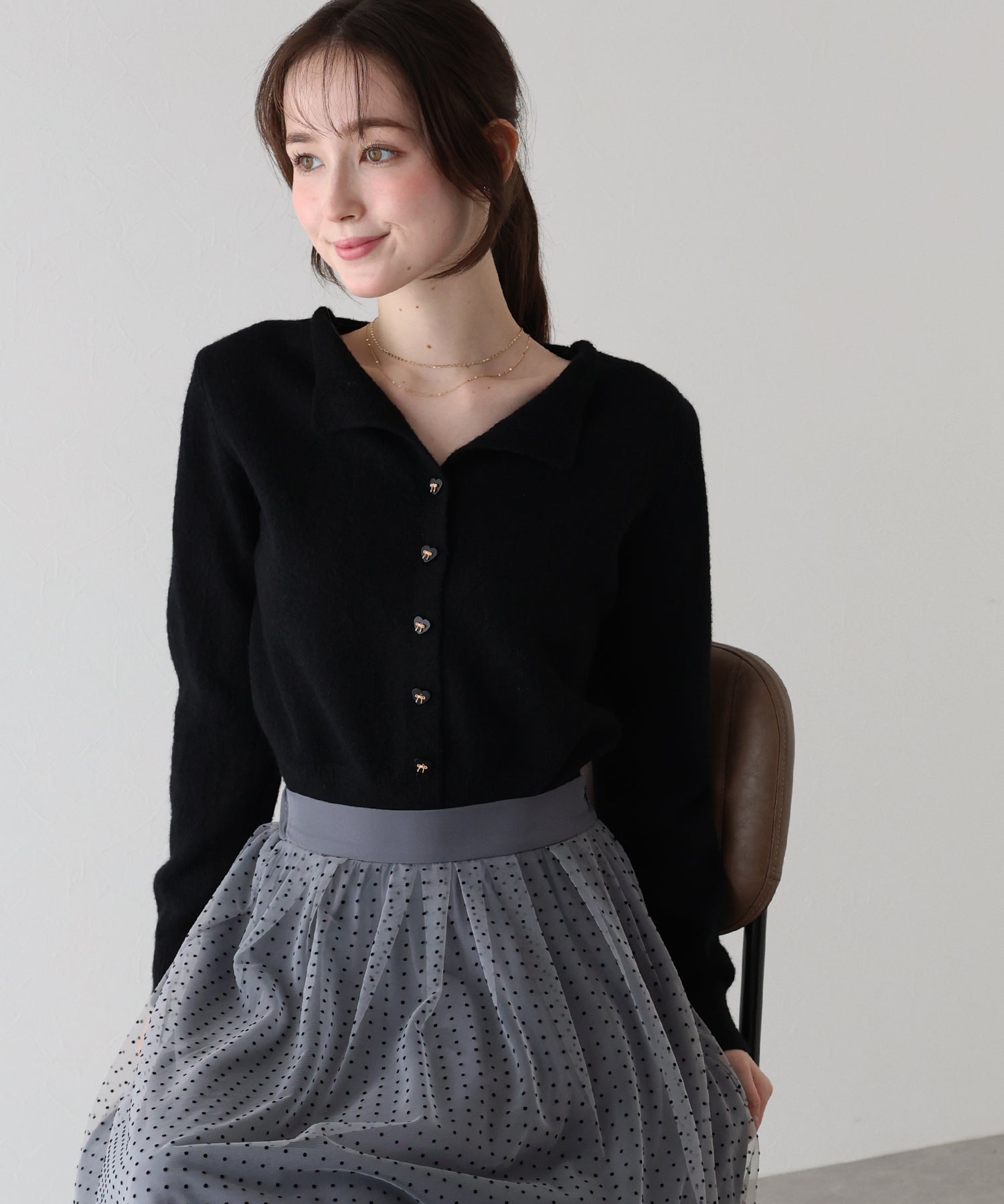 <JP> Soft Heart Bowknot Polo Knit * 4色入 <預購>