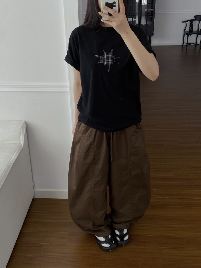 Plaid Star Patchwork Oversized Tee